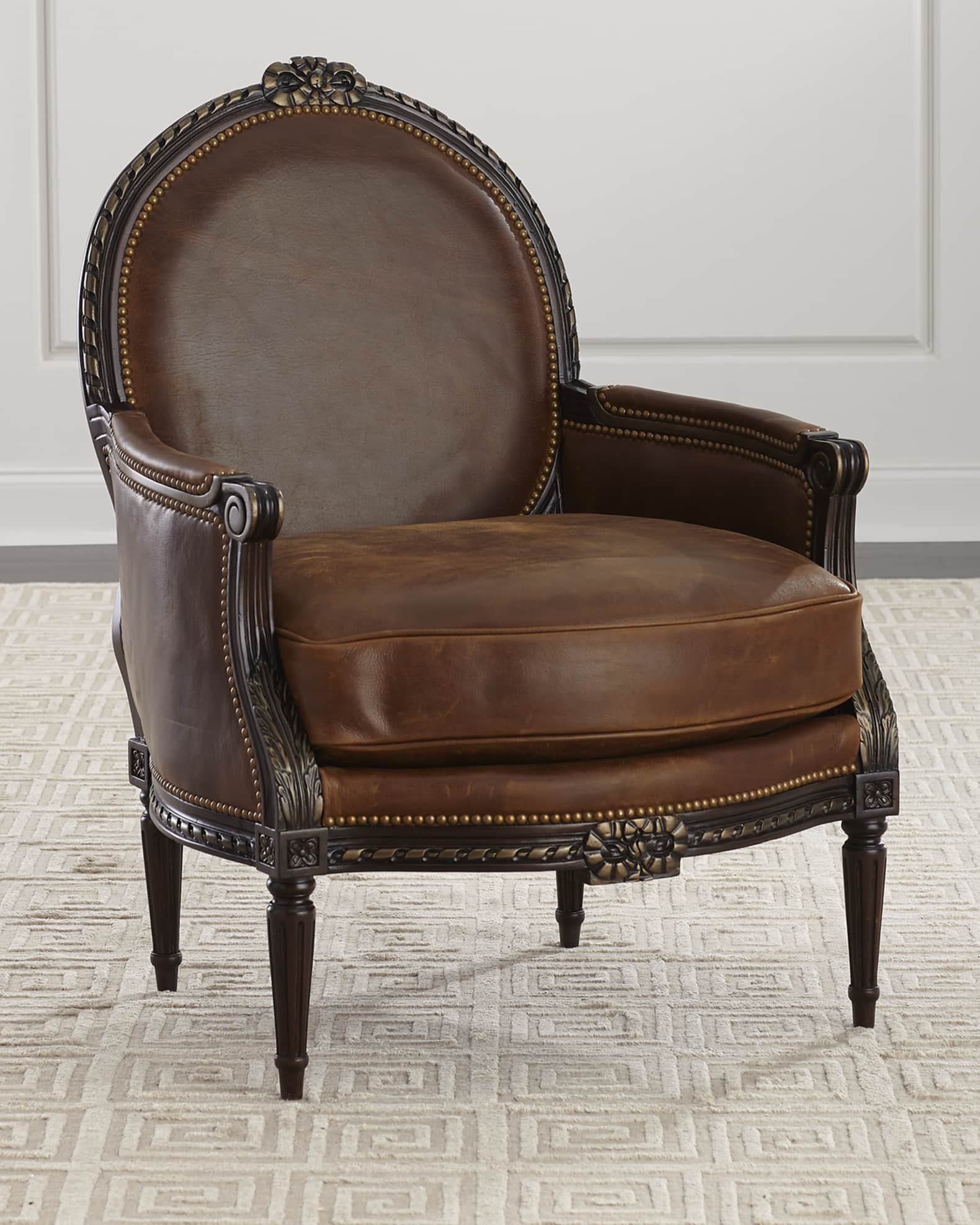 Massoud Markel Leather Bergere Chair