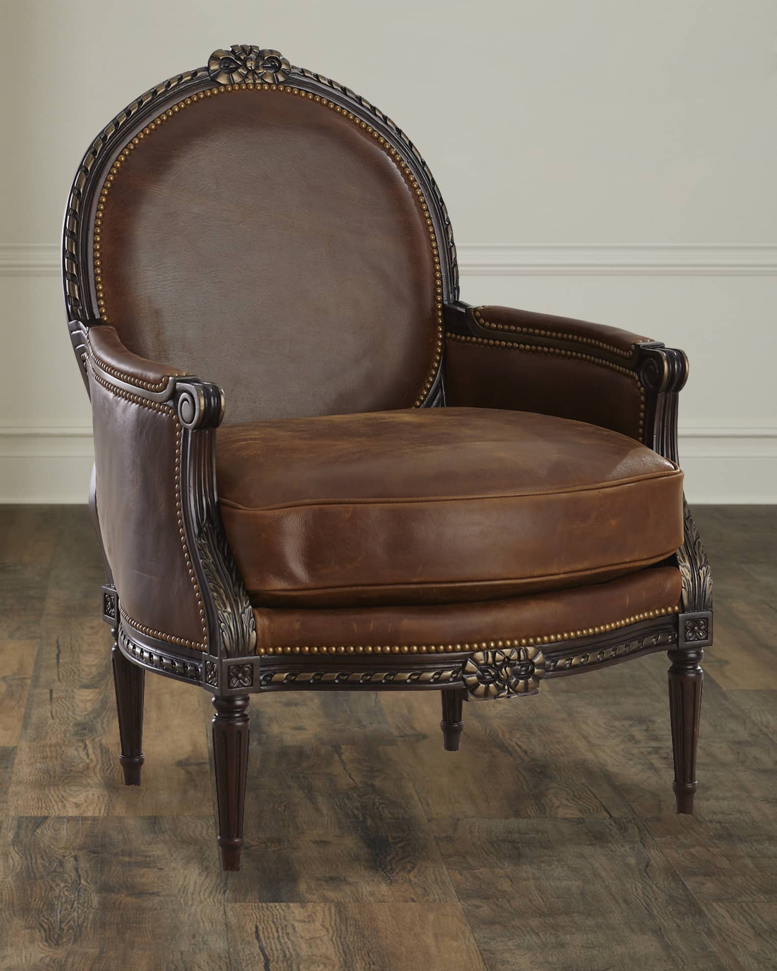 Massoud Markel Leather Bergere Chair