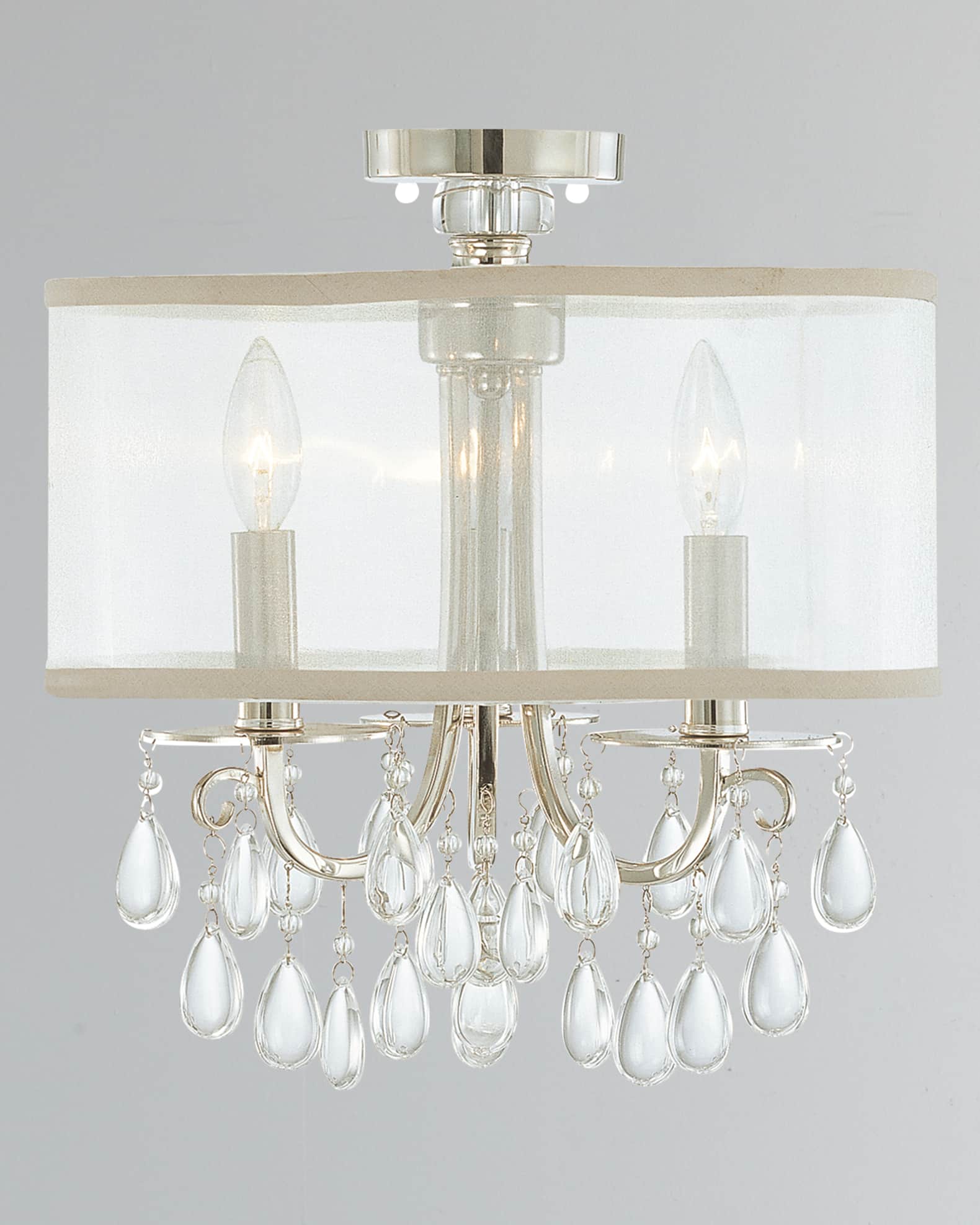 Crystorama Hampton 3 Light Chrome Clear Crystal Drum Shade Chandelier Horchow