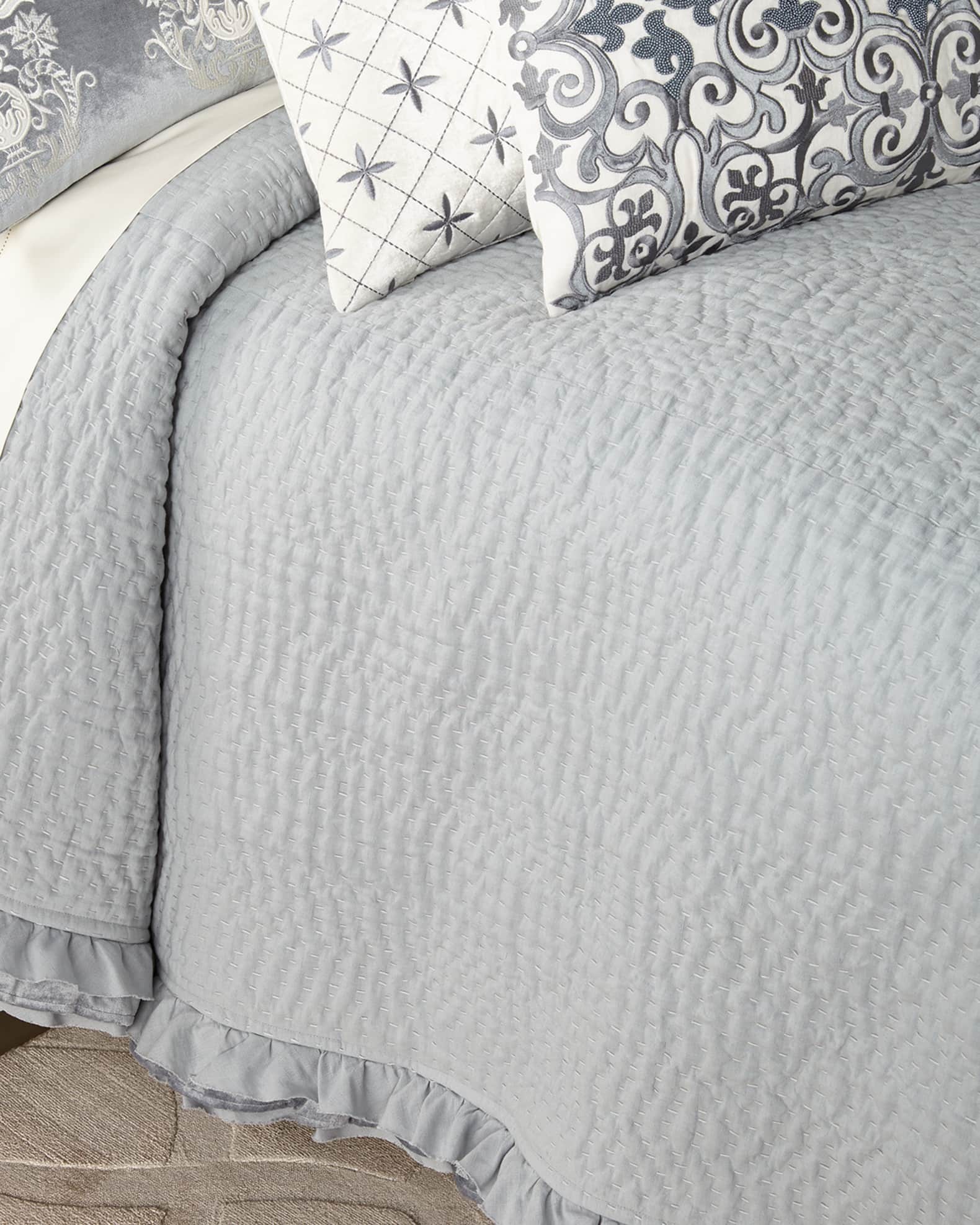 Callisto Home Darboux Pickstitch Linen Coverlet, Queen Horchow