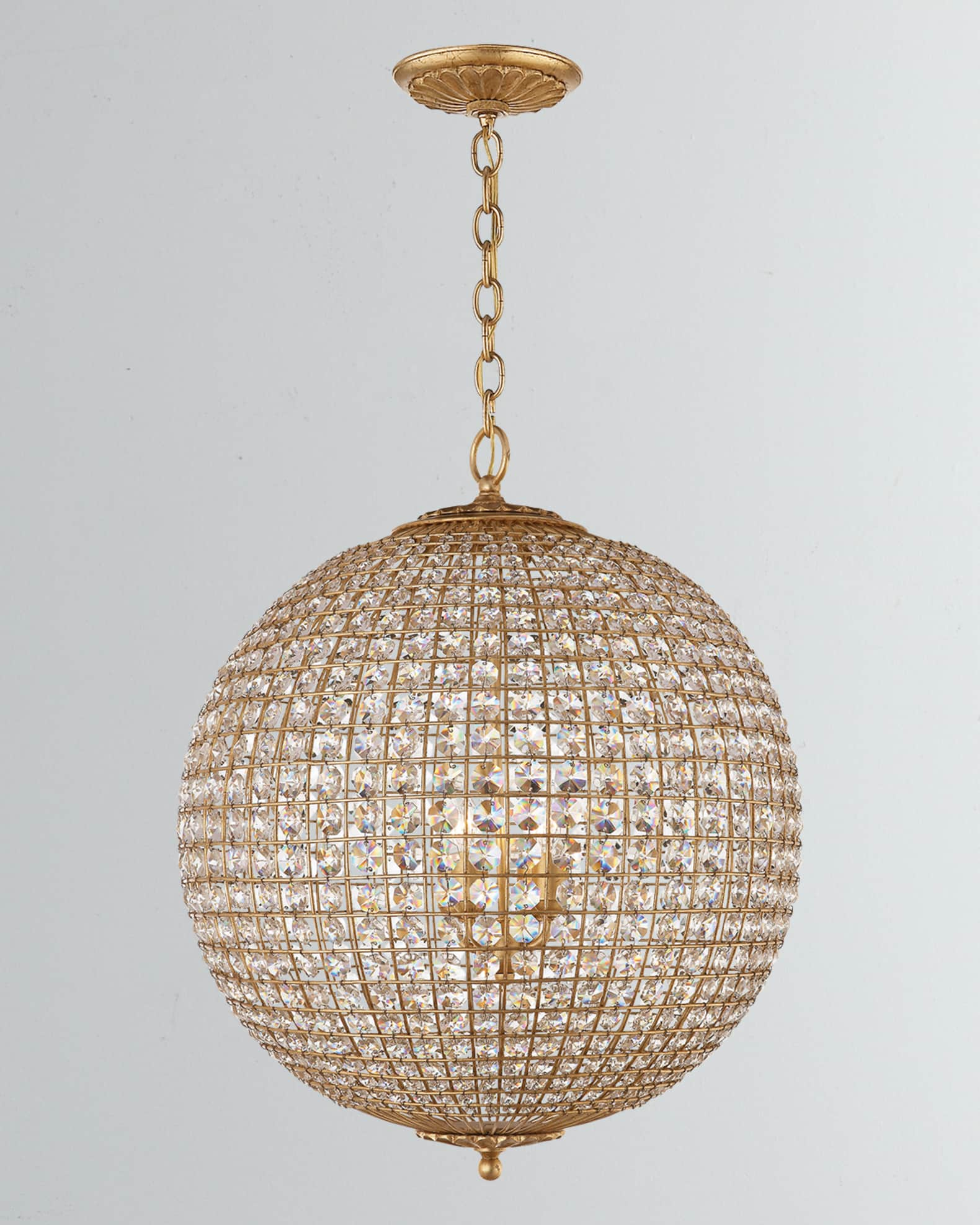 1/3-Light Retro Antique Gold Crystal Globe Chandelier Small Sphere Pendant  Light - Antique Gold - On Sale - Bed Bath & Beyond - 36484092