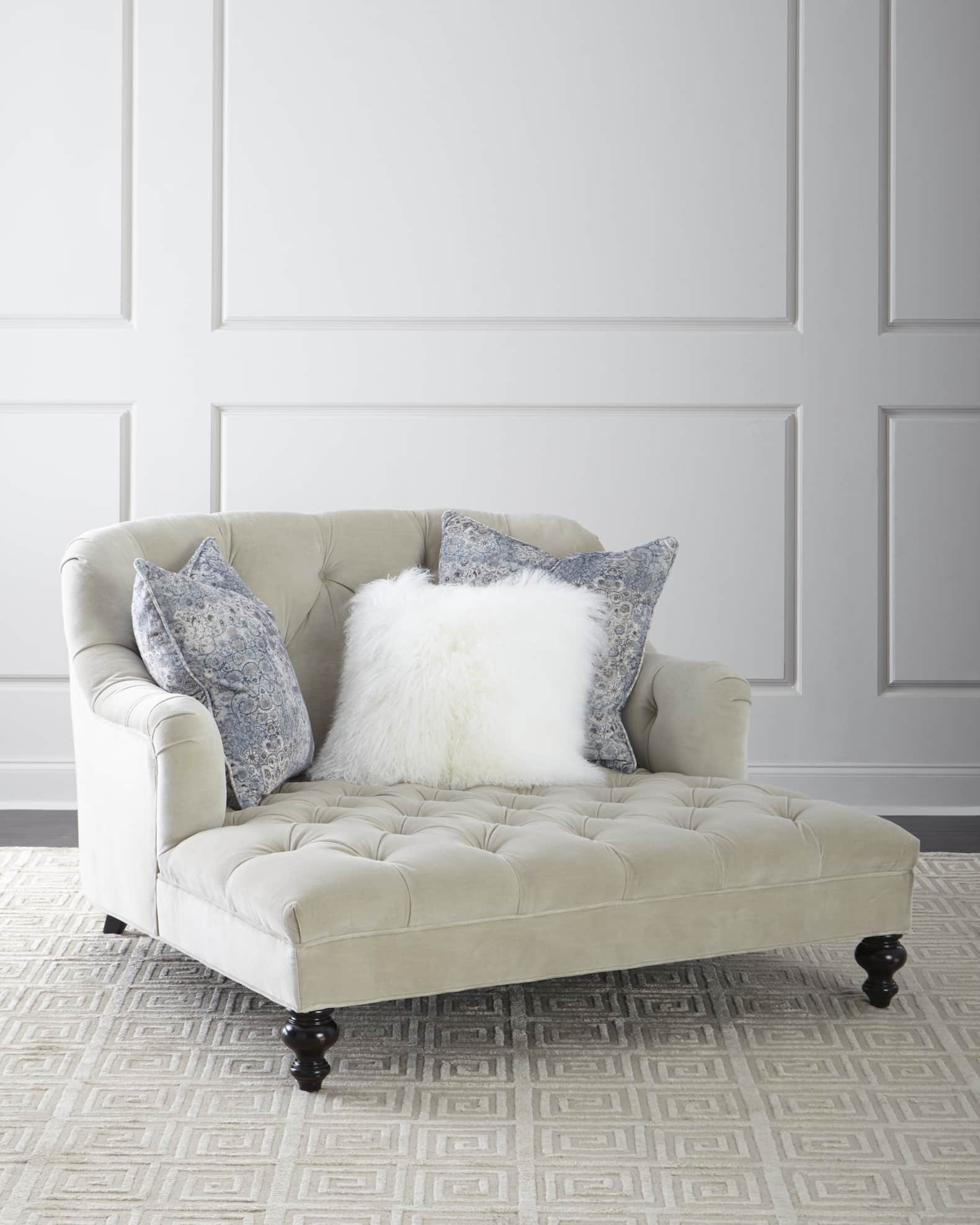 White tufted chaise deals