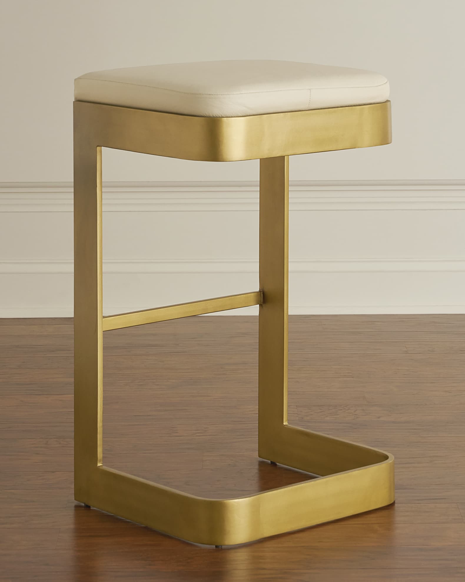 Leather and brass bar clearance stools