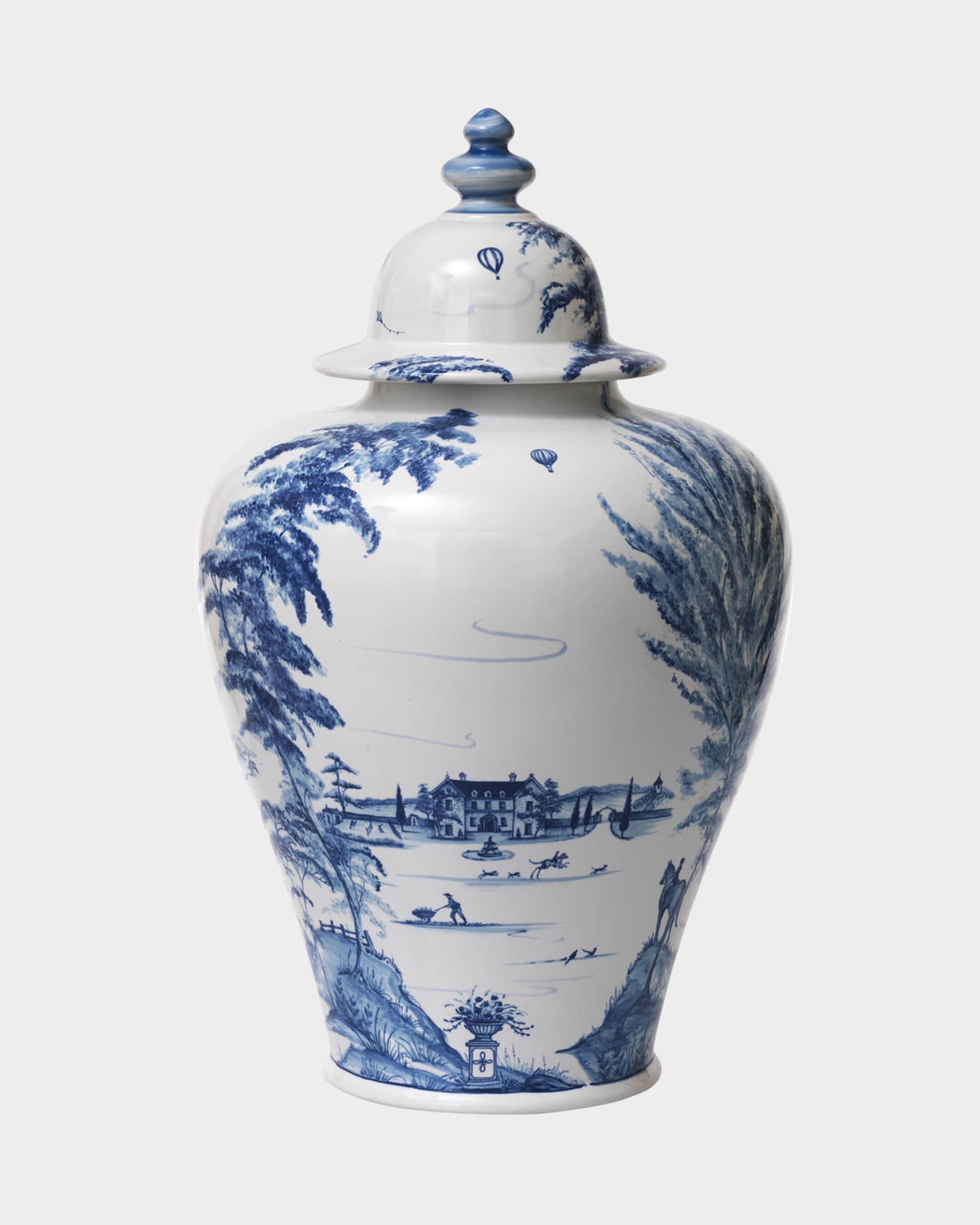 Juliska Country Estate 17" Ginger Jar with Lid Delft Blue Horchow