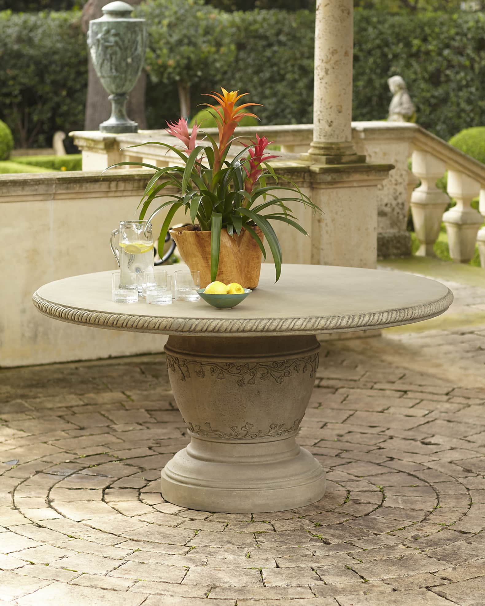 Peba Tandem Single Pedestal Vine Indoor Outdoor Dining Table Horchow