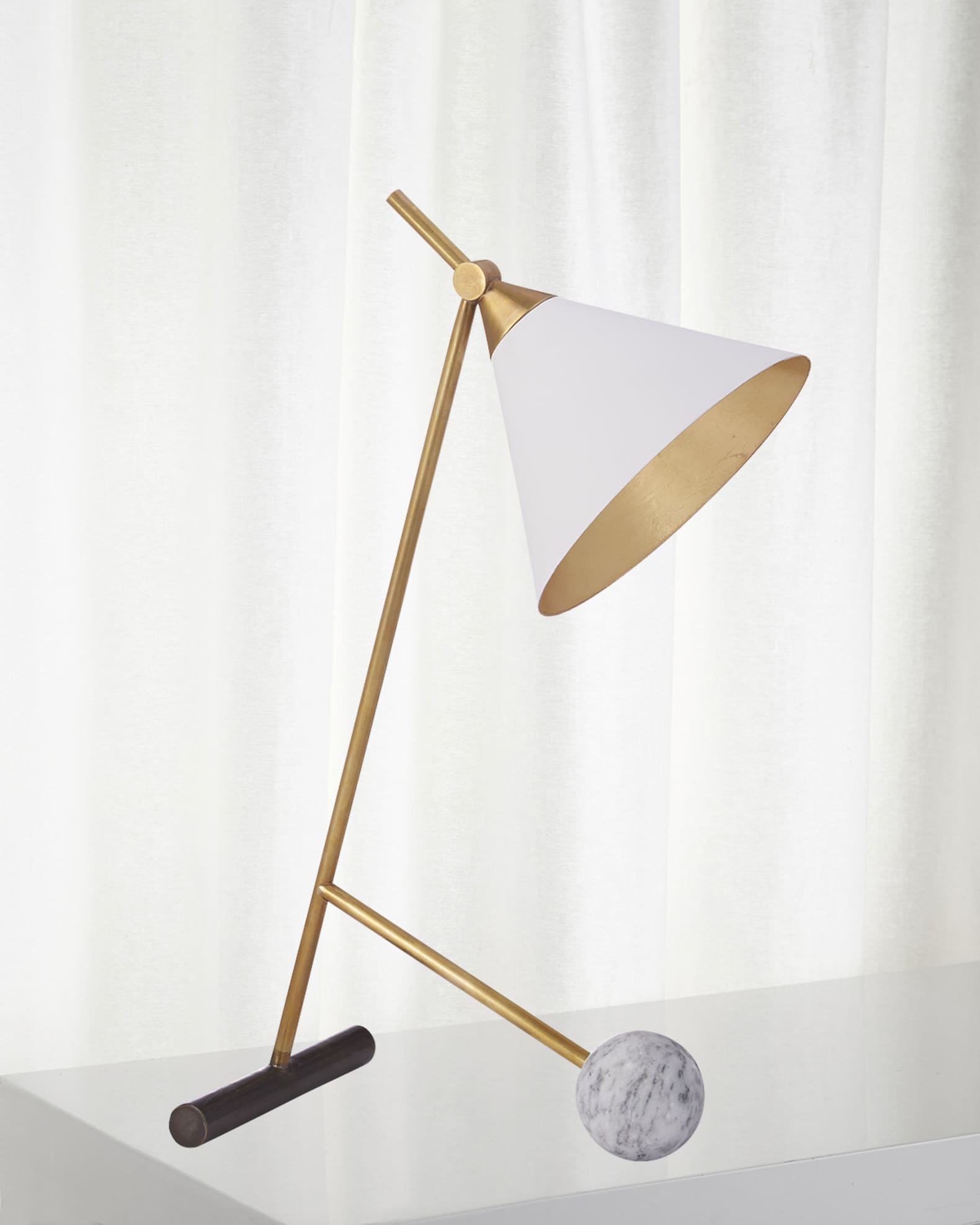 Handsome Visual Comfort Chapman Adjustable Brass Desk Lamp With