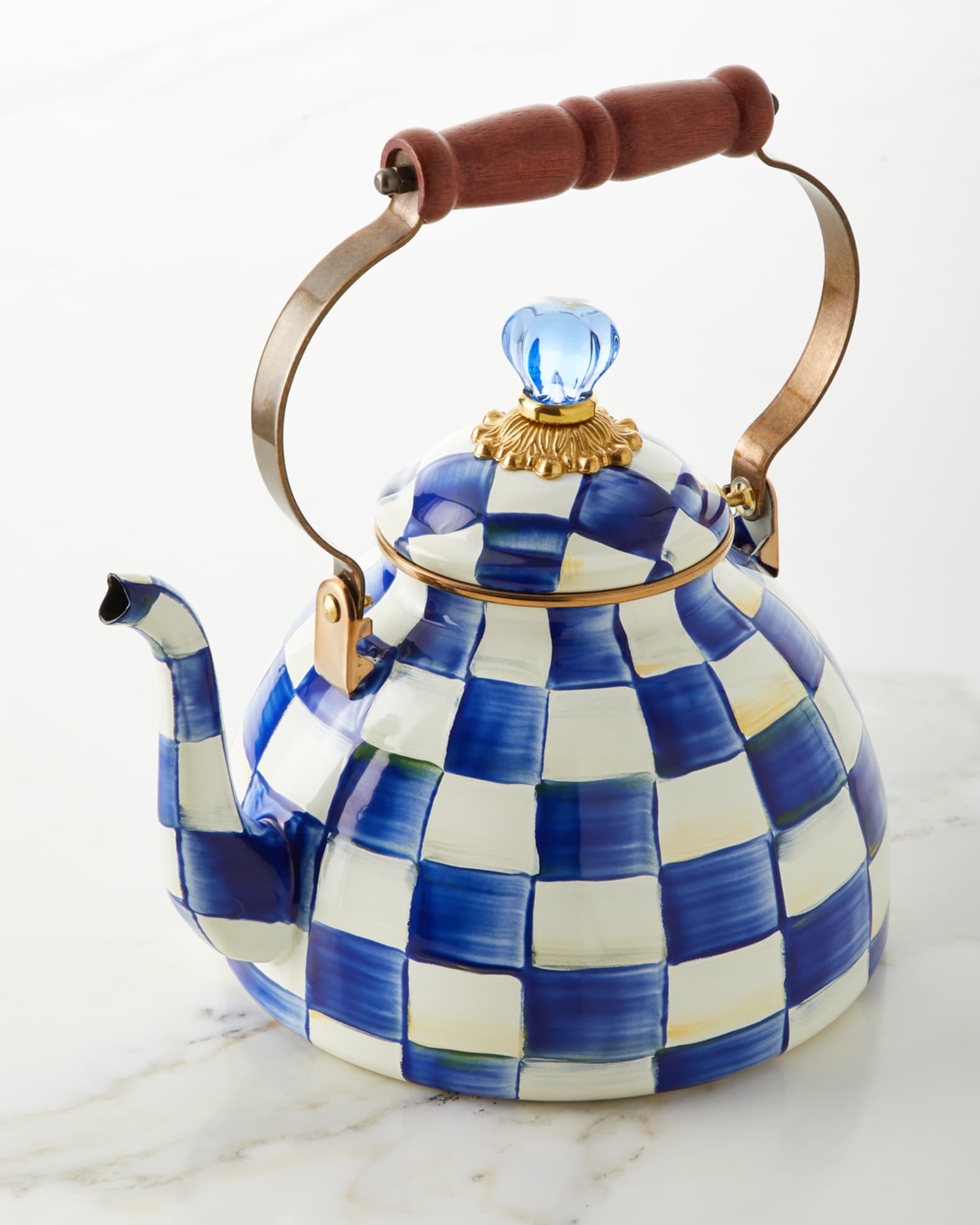 MacKenzie Childs Royal Check Tea Kettle Horchow