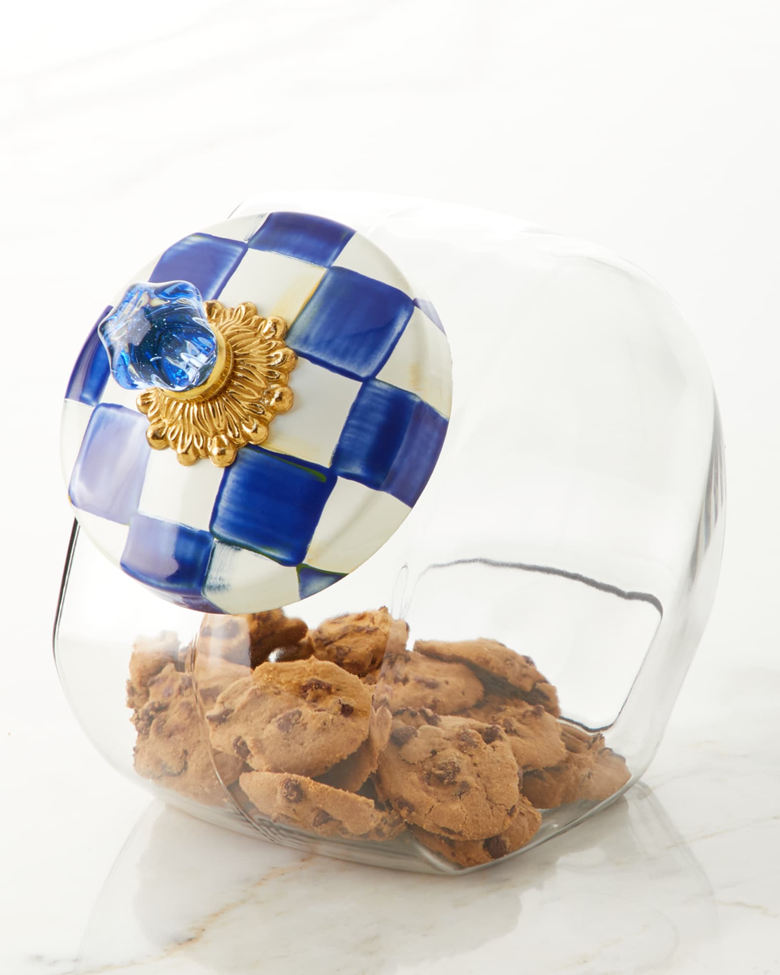 MacKenzieChilds Cookie Jar with Royal Check Enamel Lid Horchow