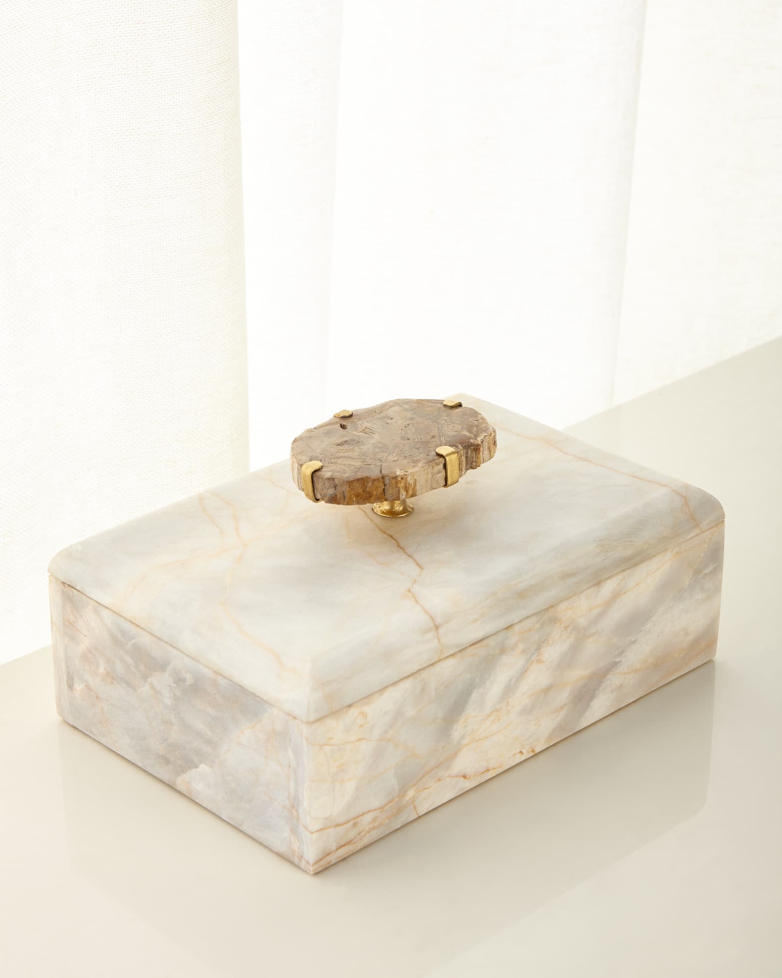 Vaughan Marbleized Large Ivory Resin Box