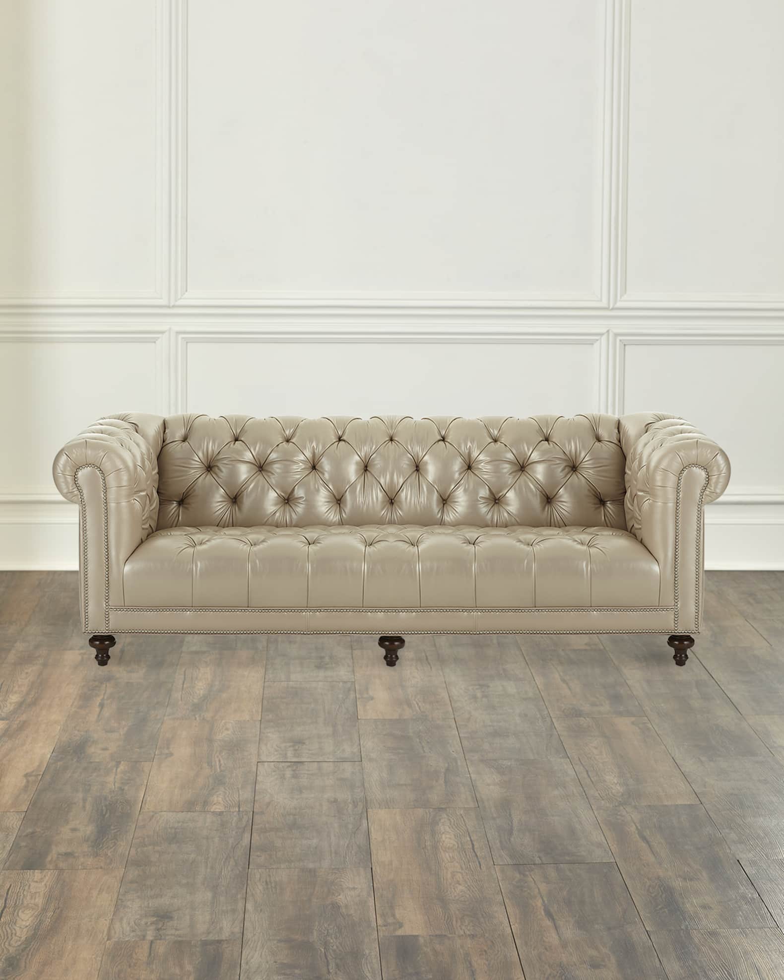 Massoud Lara Leather Chesterfield Sofa 94
