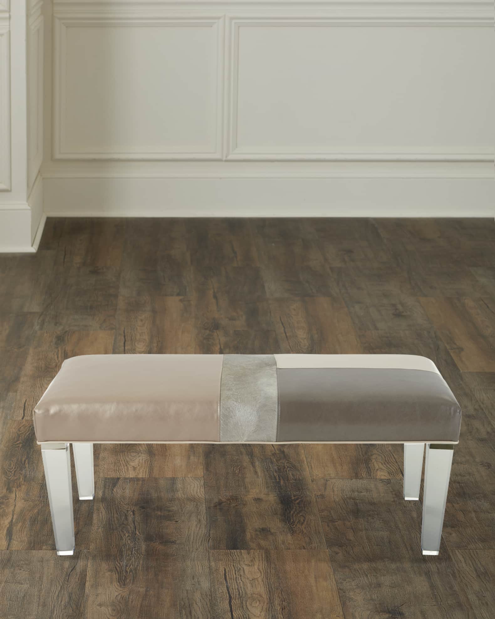 Upholstered bench with acrylic legs deals