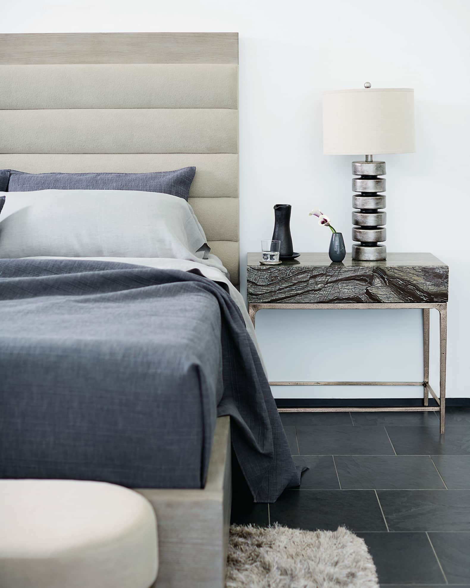Bernhardt Linea Black Forest Marble Night Stand Horchow