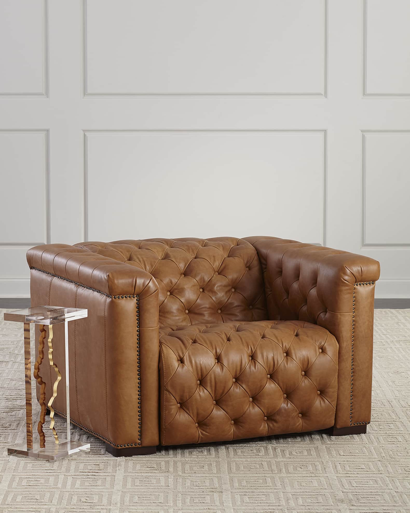 Tufted leather recliner sofa new arrivals