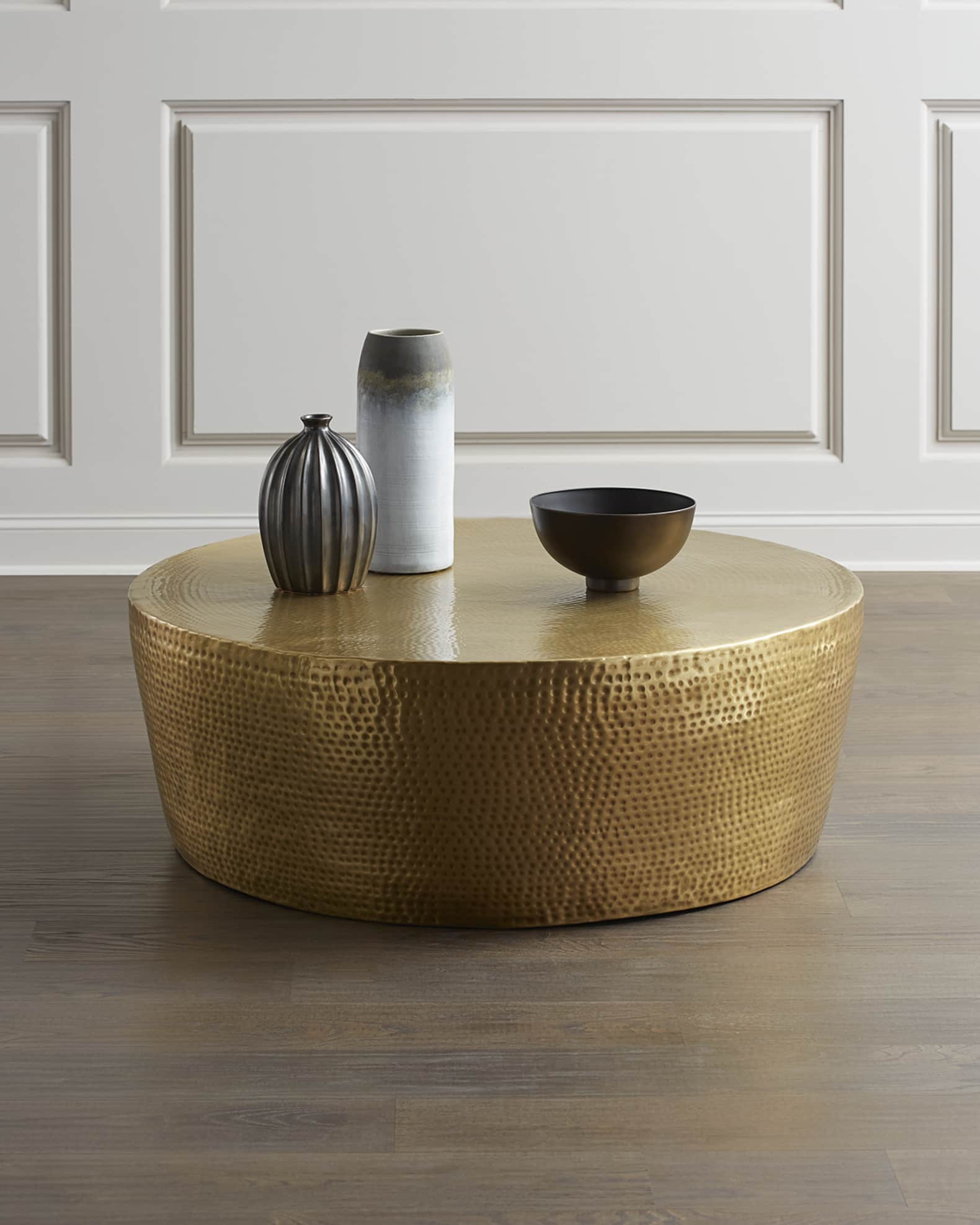 Hammered wood coffee deals table