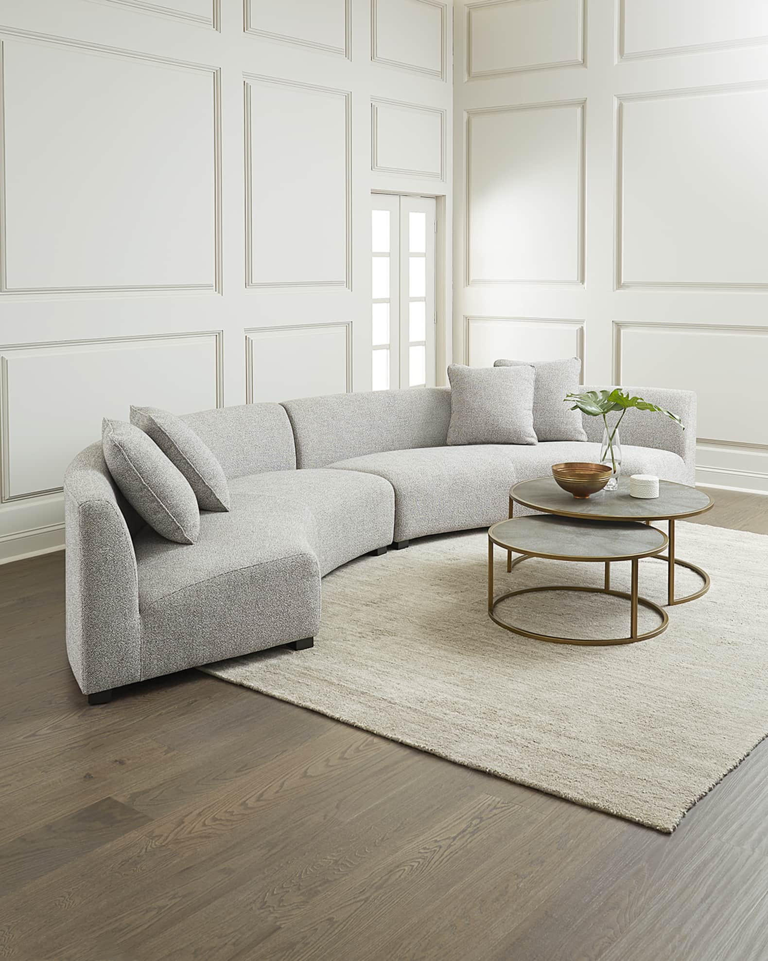 Gray curved clearance sofa