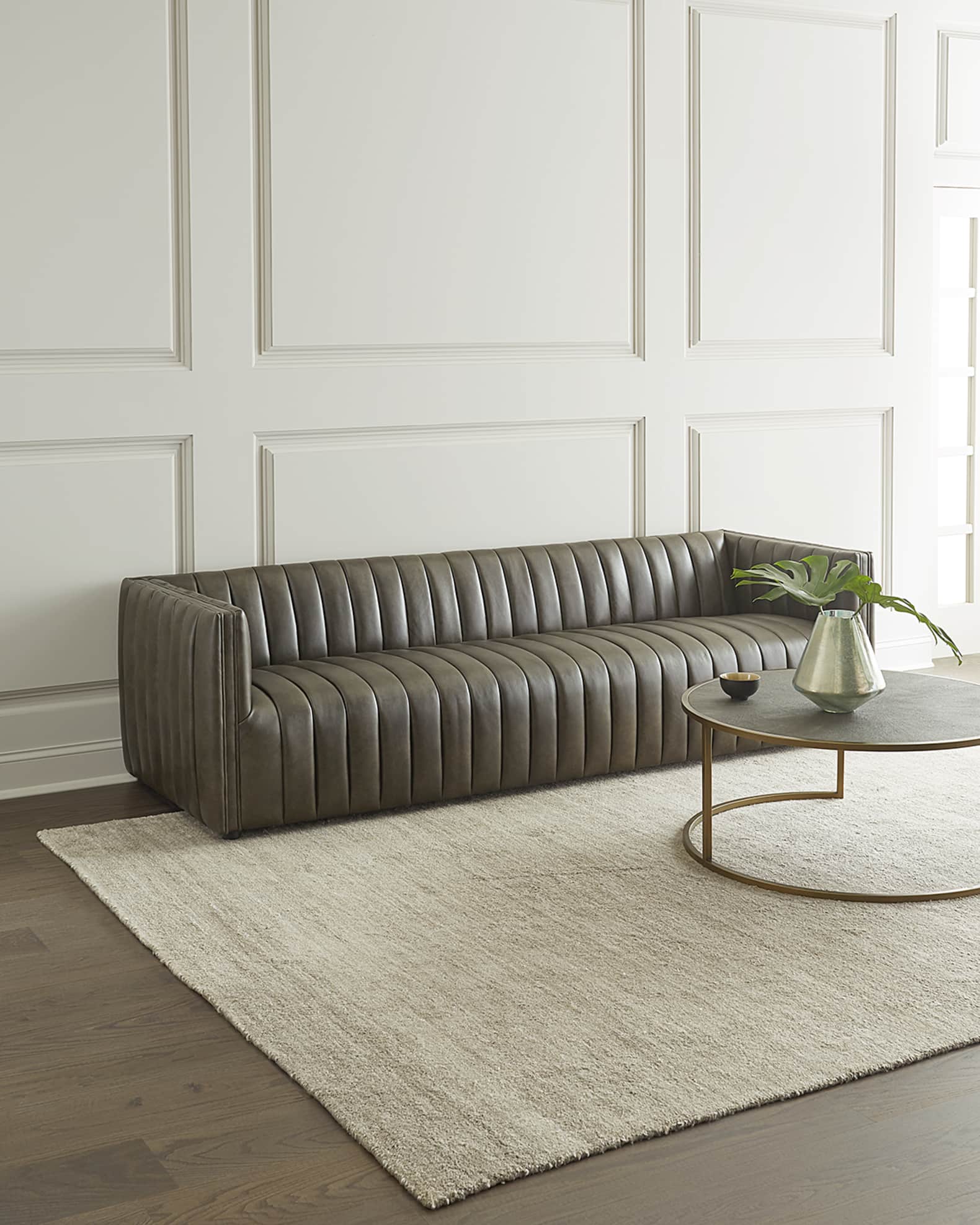Channel tufted leather sofa sale