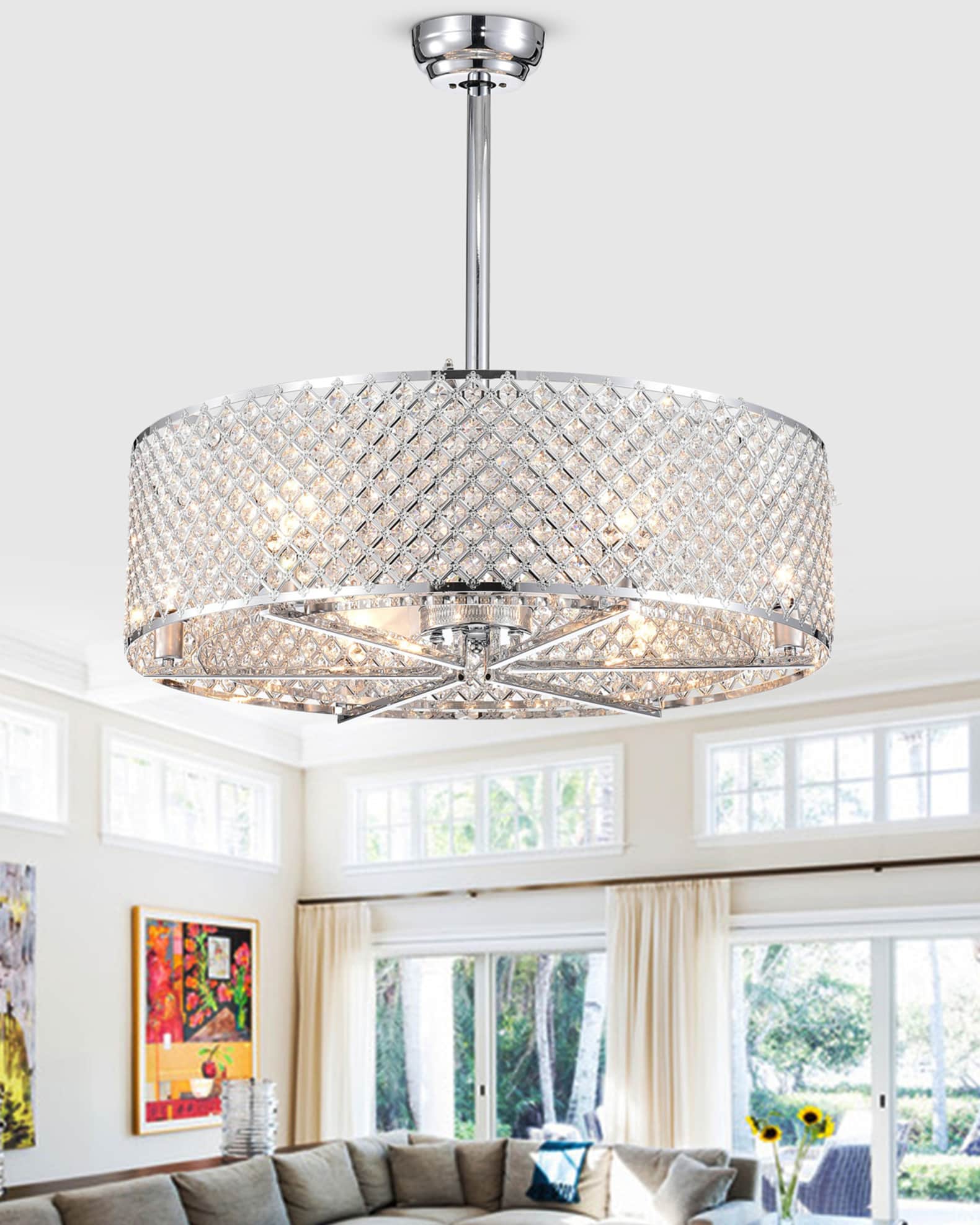 Home Accessories Double Drum Crystal Fan Horchow