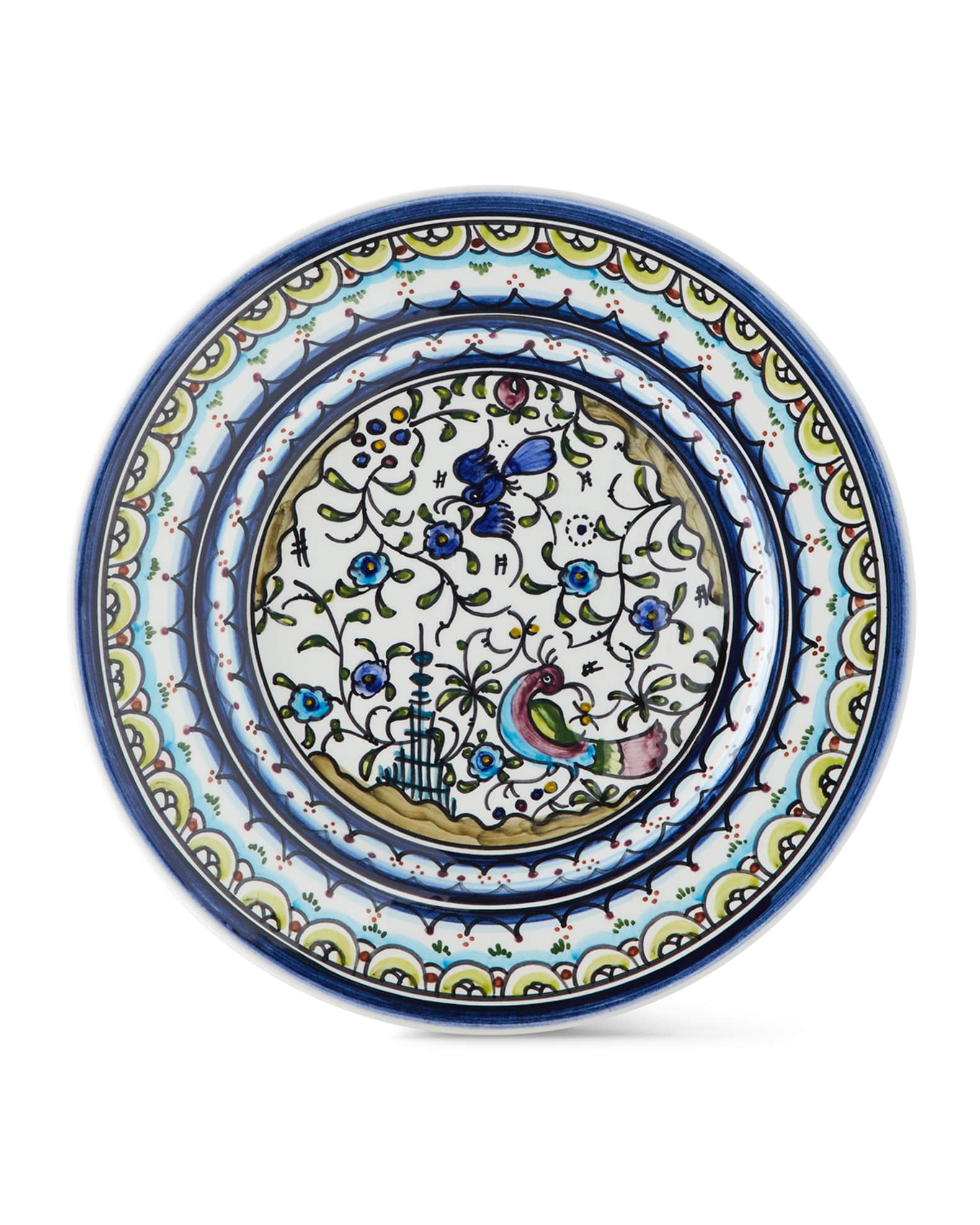 Neiman Marcus Pavoes Blue and Green Salad Plates, Set of 4