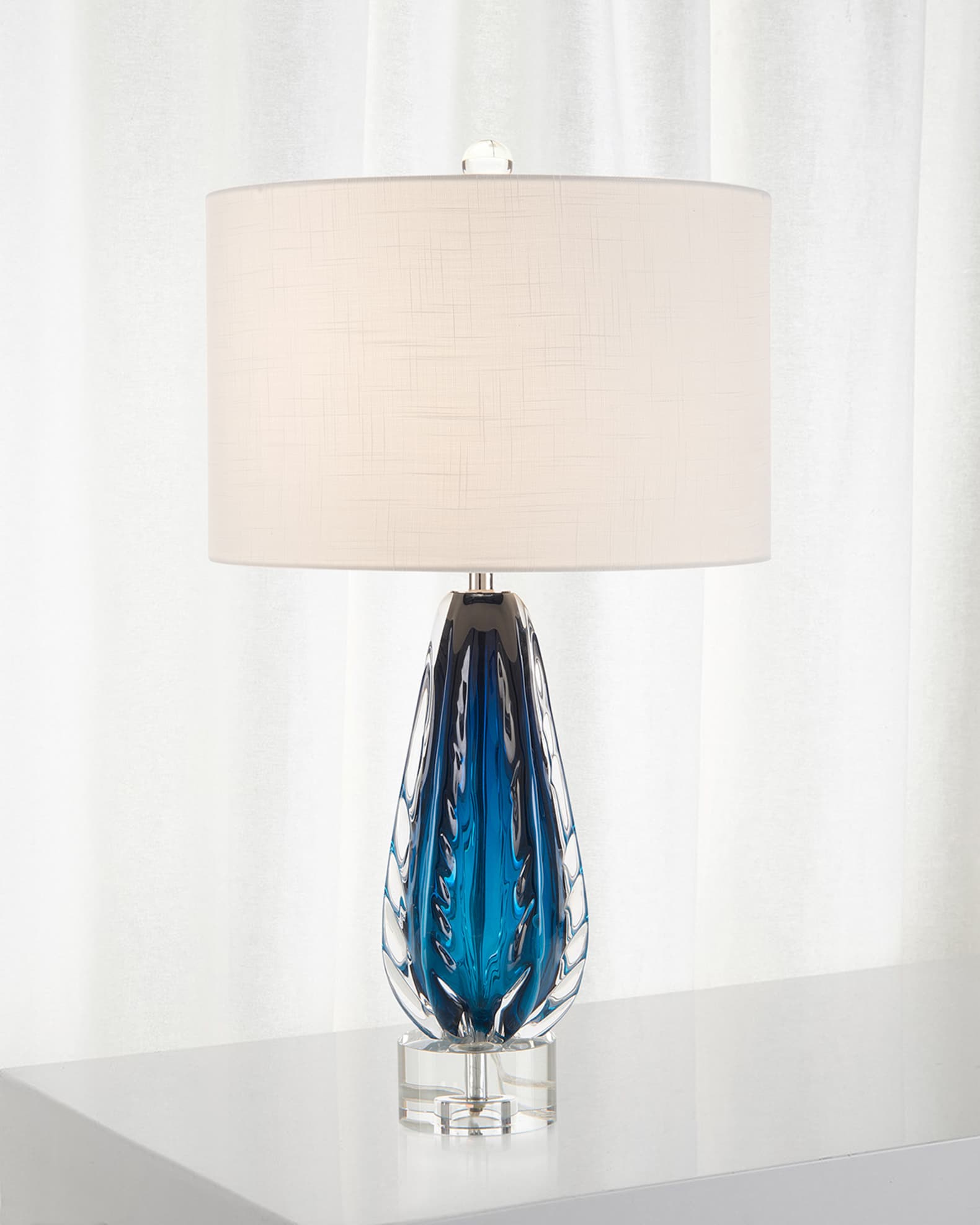 Clear blue glass lamp discount