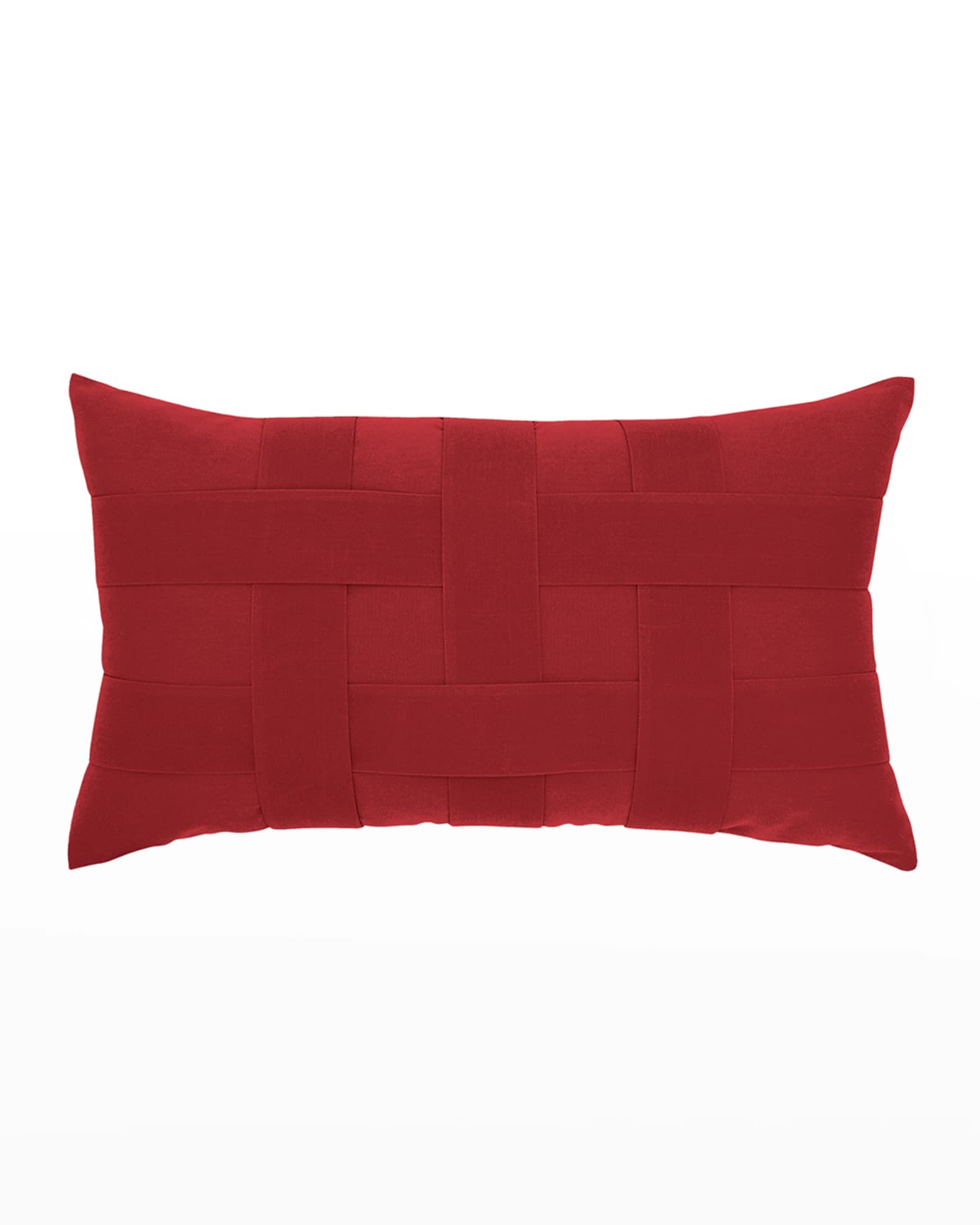 Elaine Smith Basketweave Lumbar Sunbrella Pillow, Red Horchow