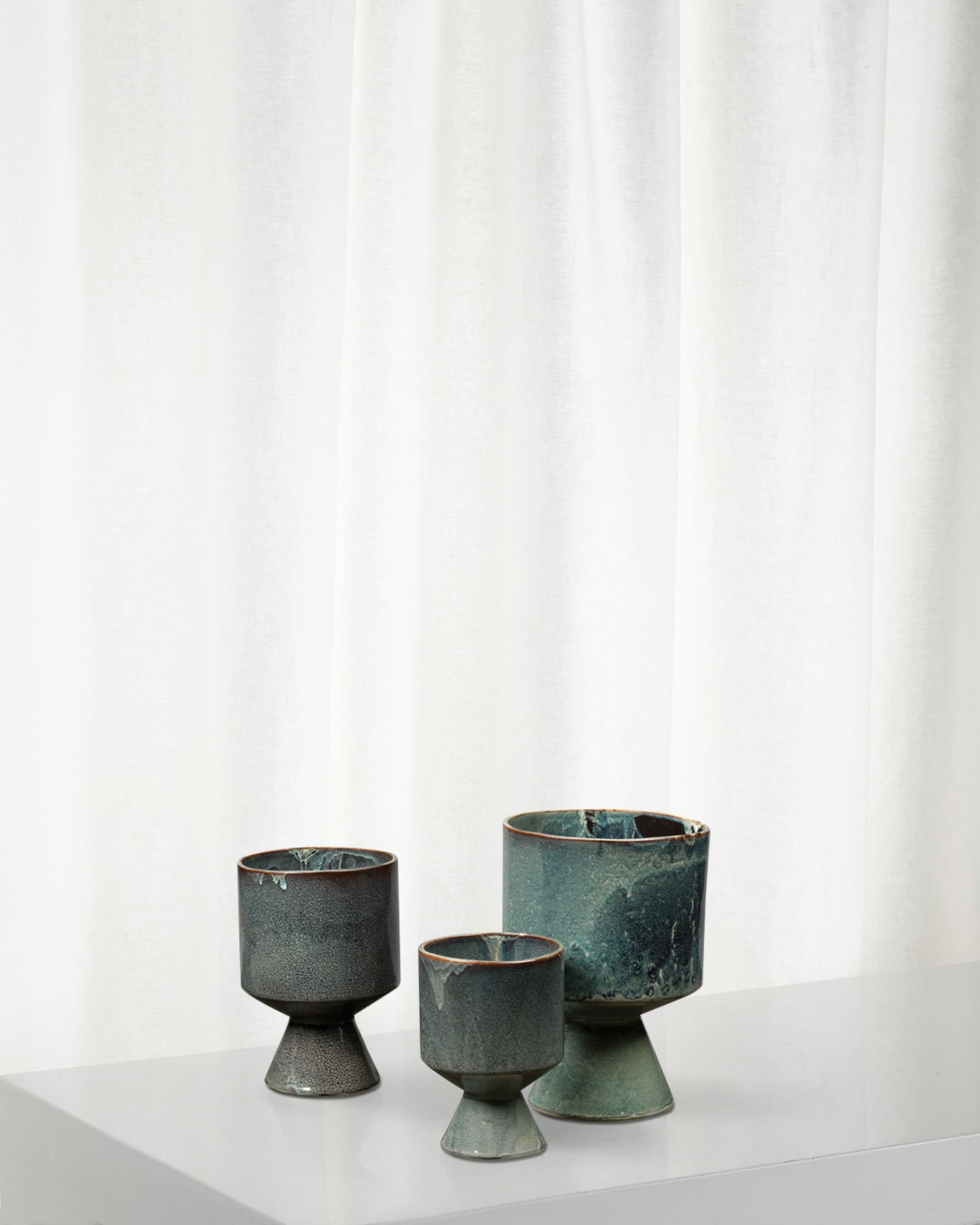 Jamie Young Berkeley Pots in Blue Ceramic, Set of 3