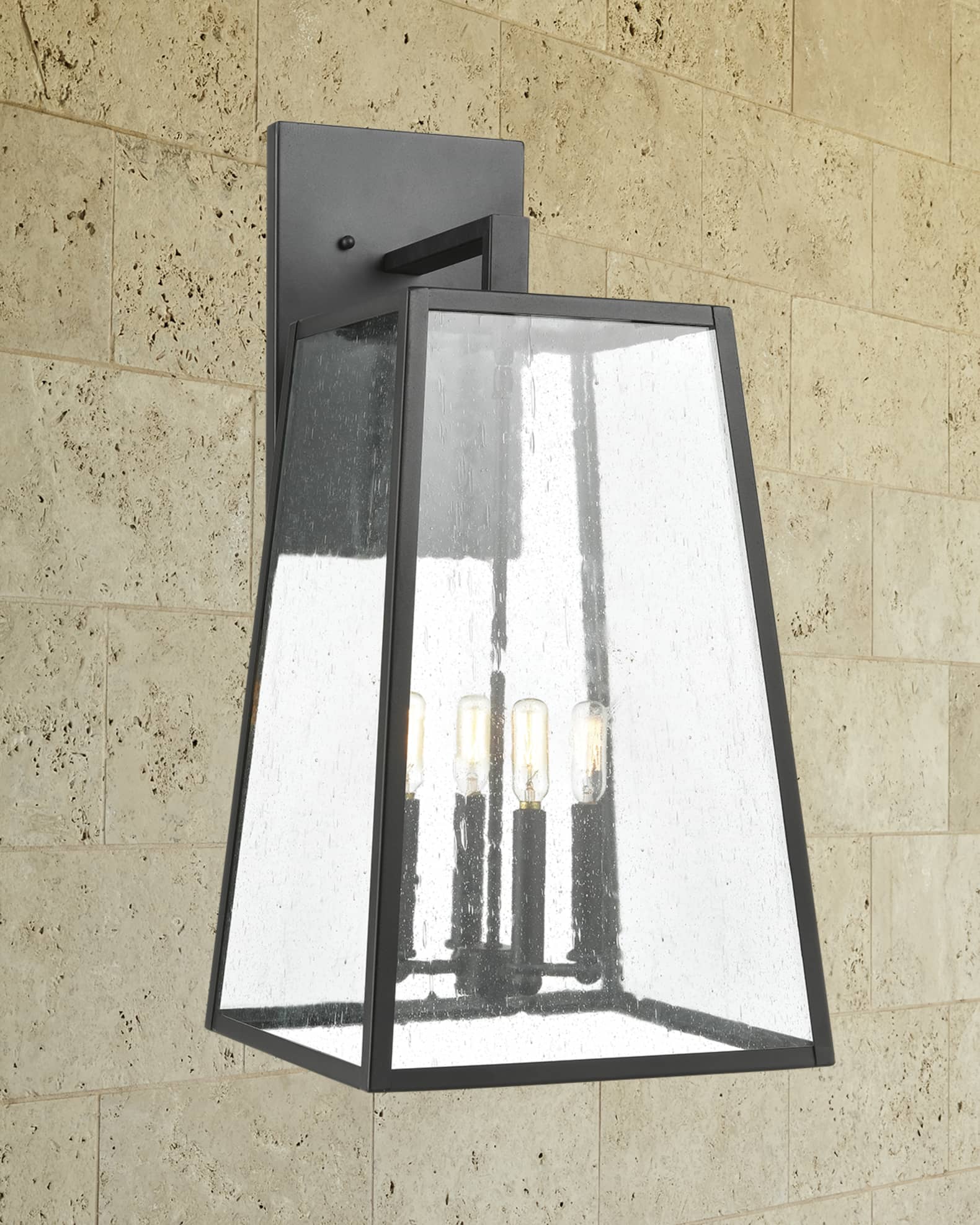 Meditterano 4-Light Outdoor Sconce in Charcoal with Seedy Glass