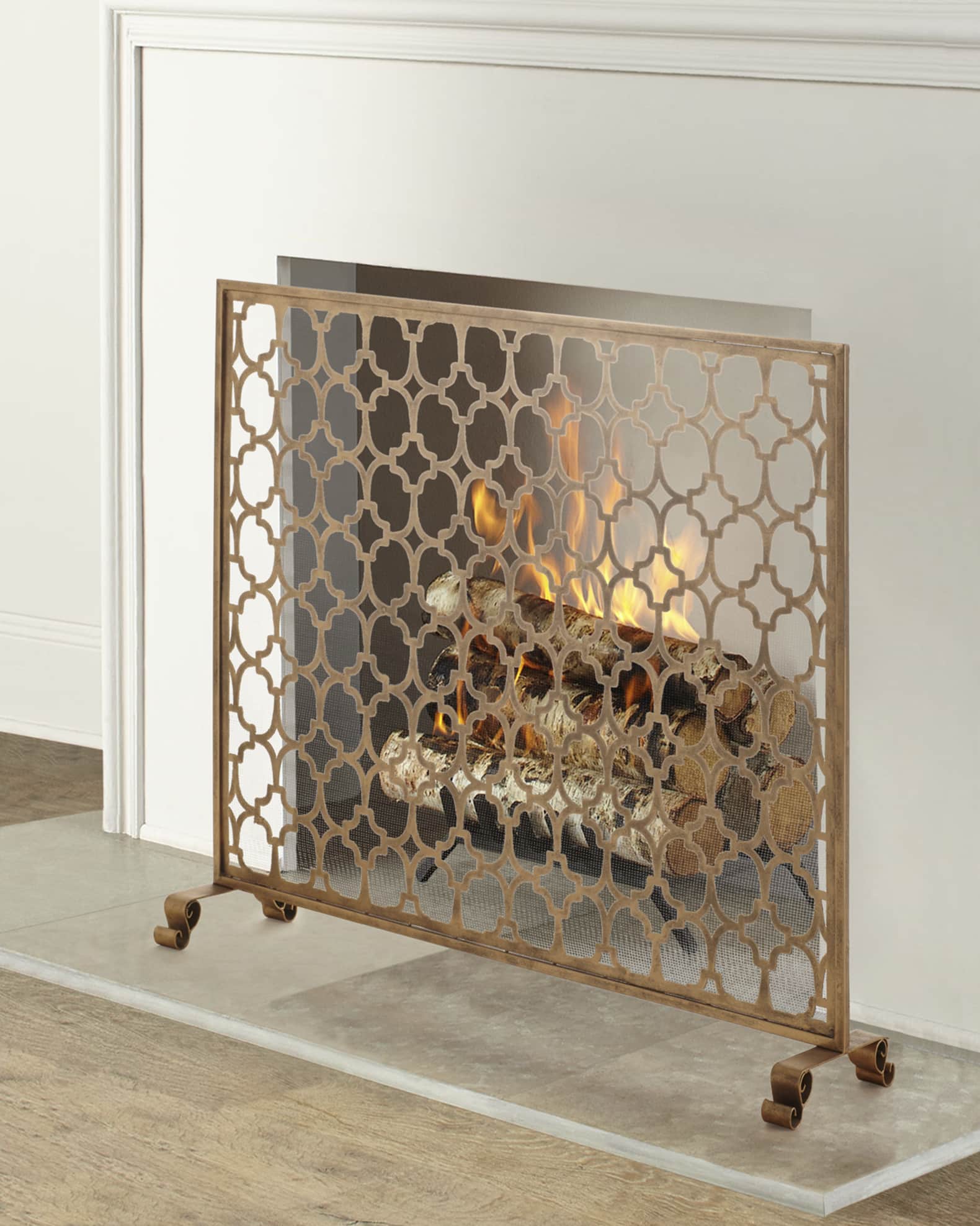 Geometric Single Panel Fireplace Screen