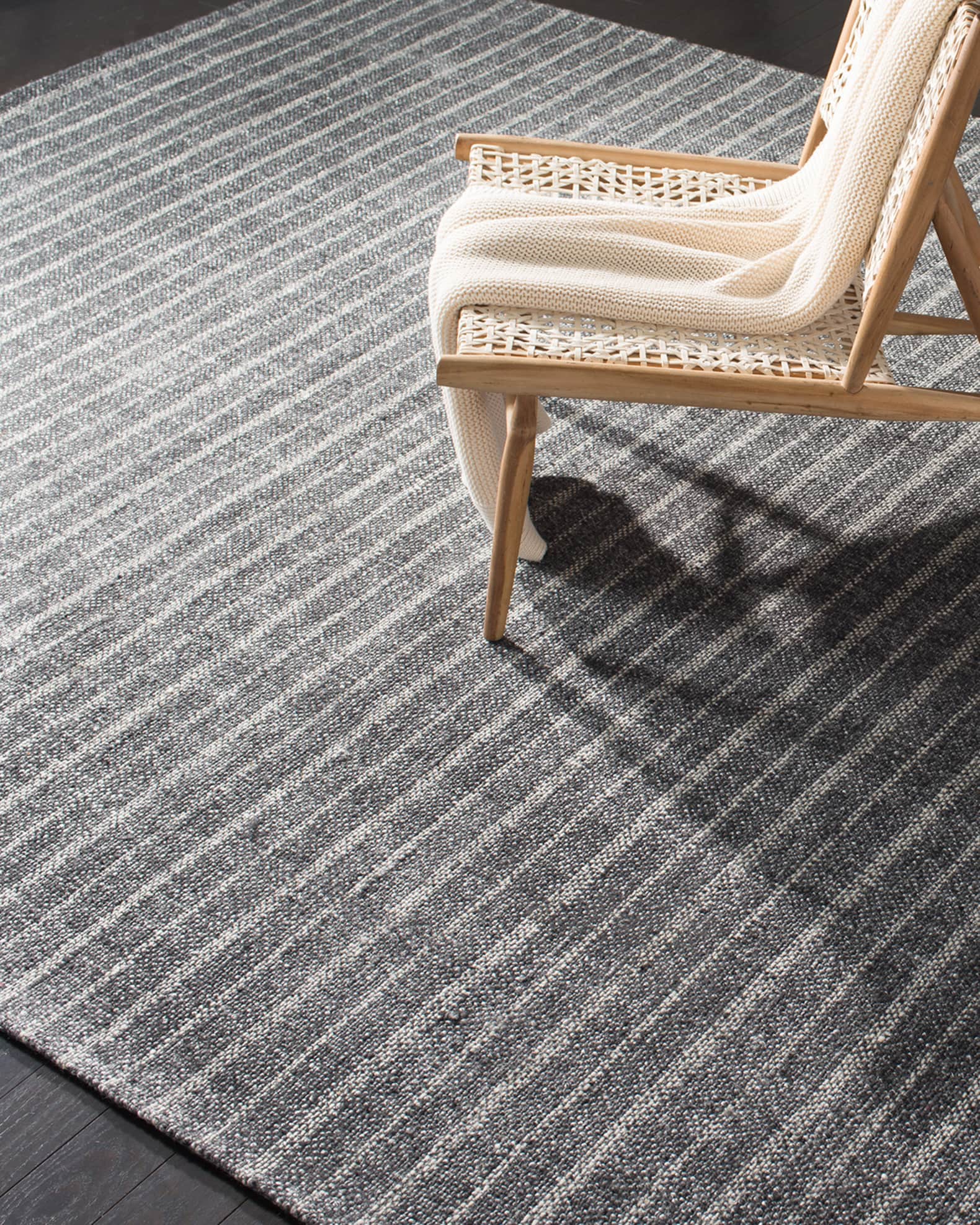 Lauren Ralph Lauren Miles Charcoal Stripe Flat Weave Rug, 3' x 8'