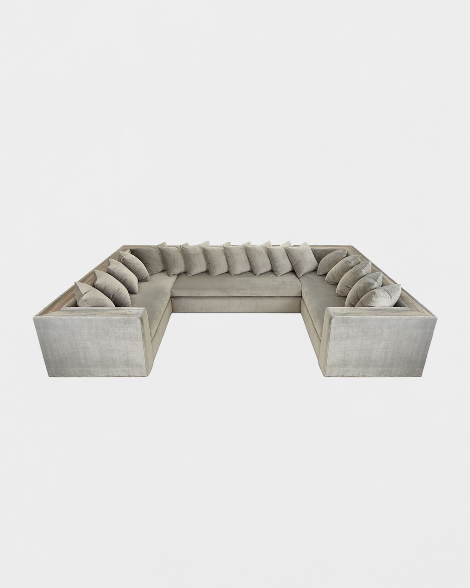 Haute House Donovan Tile Trimmed Sectional Sofa with 17 Pillows