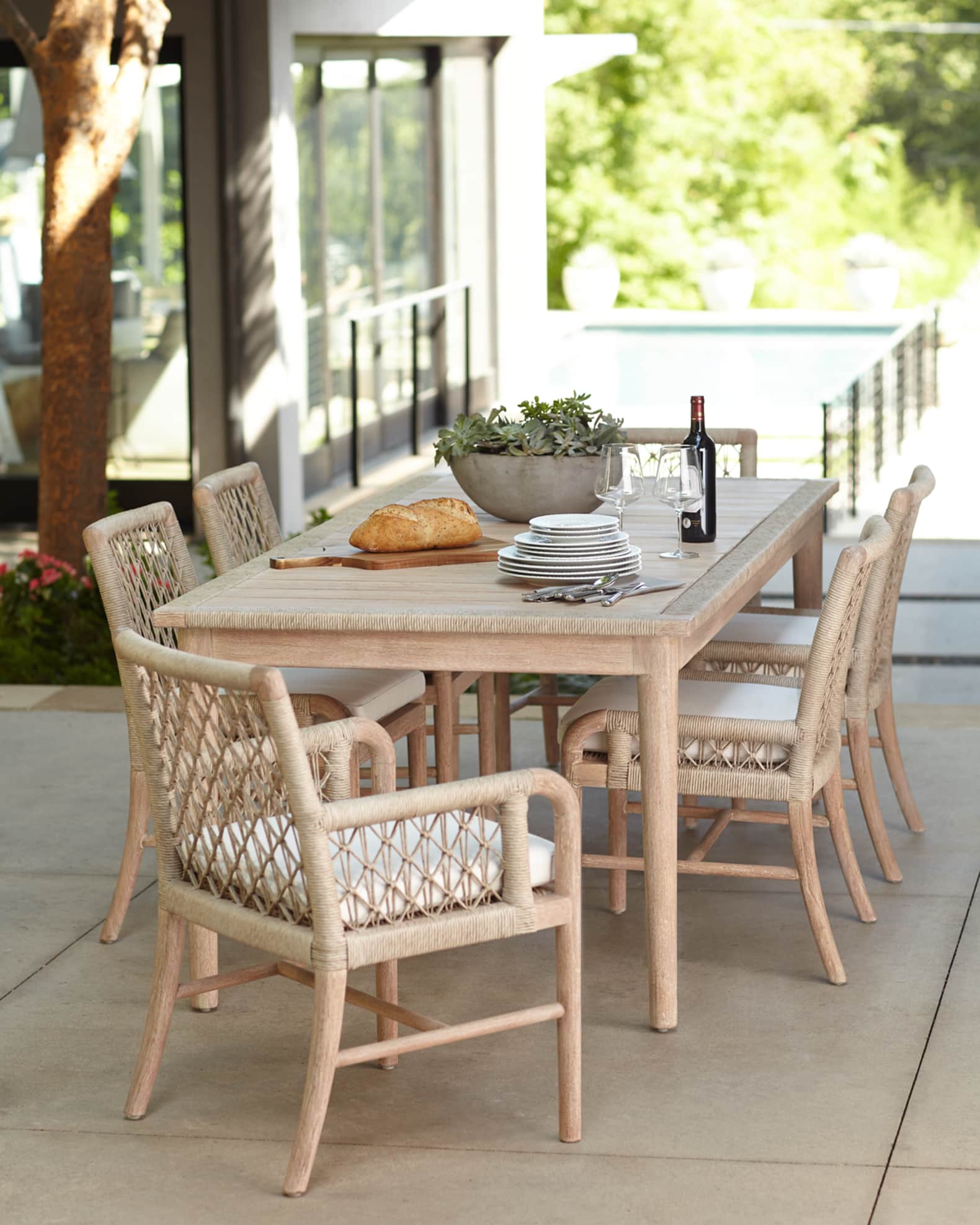 All weather wicker dining table top