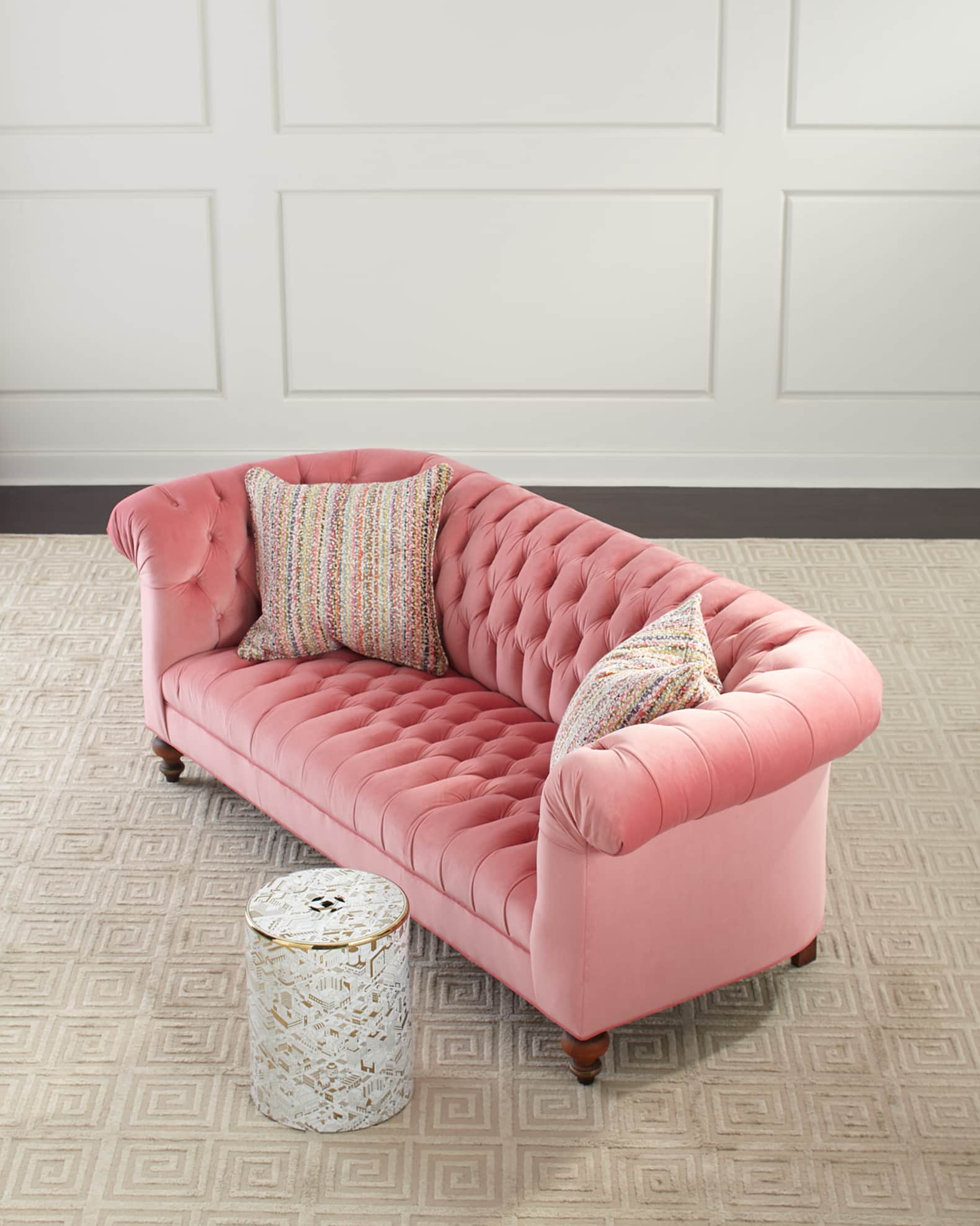 Pink clearance tufted couch