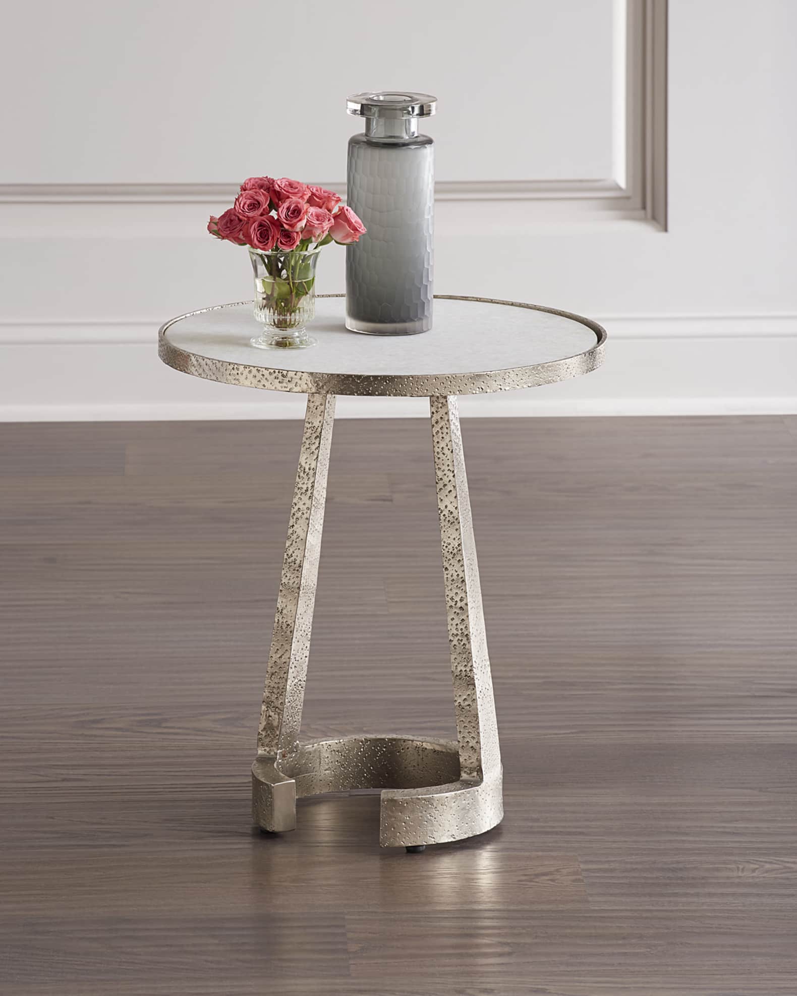 Global Views Hammered Nickel Side Table Horchow