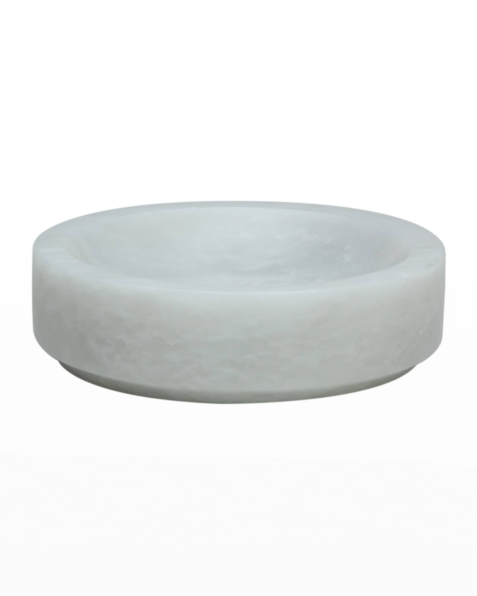 Marble Crafter Eris Collection Pearl White Marble Round Soap Dish