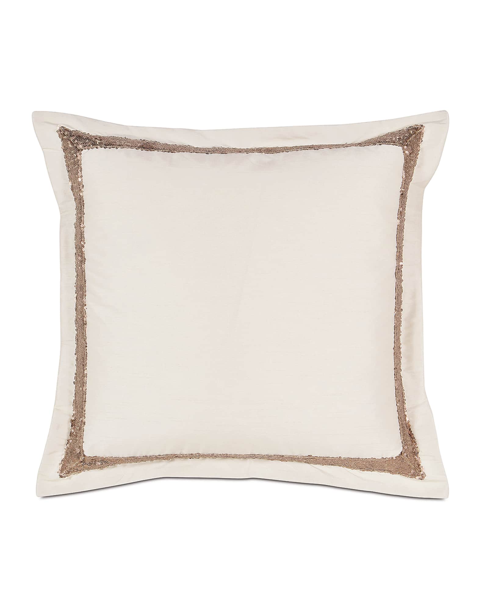 Eastern Accents Edris Ivory Decorative Pillow w/ Sequin Border