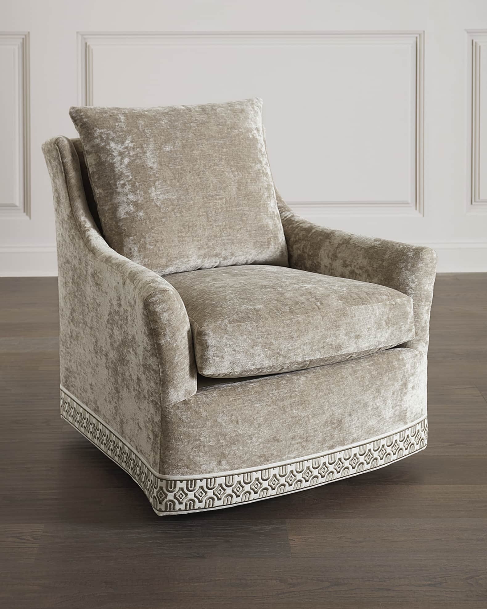 Massoud Catahoula Crushed Velvet Swivel Chair