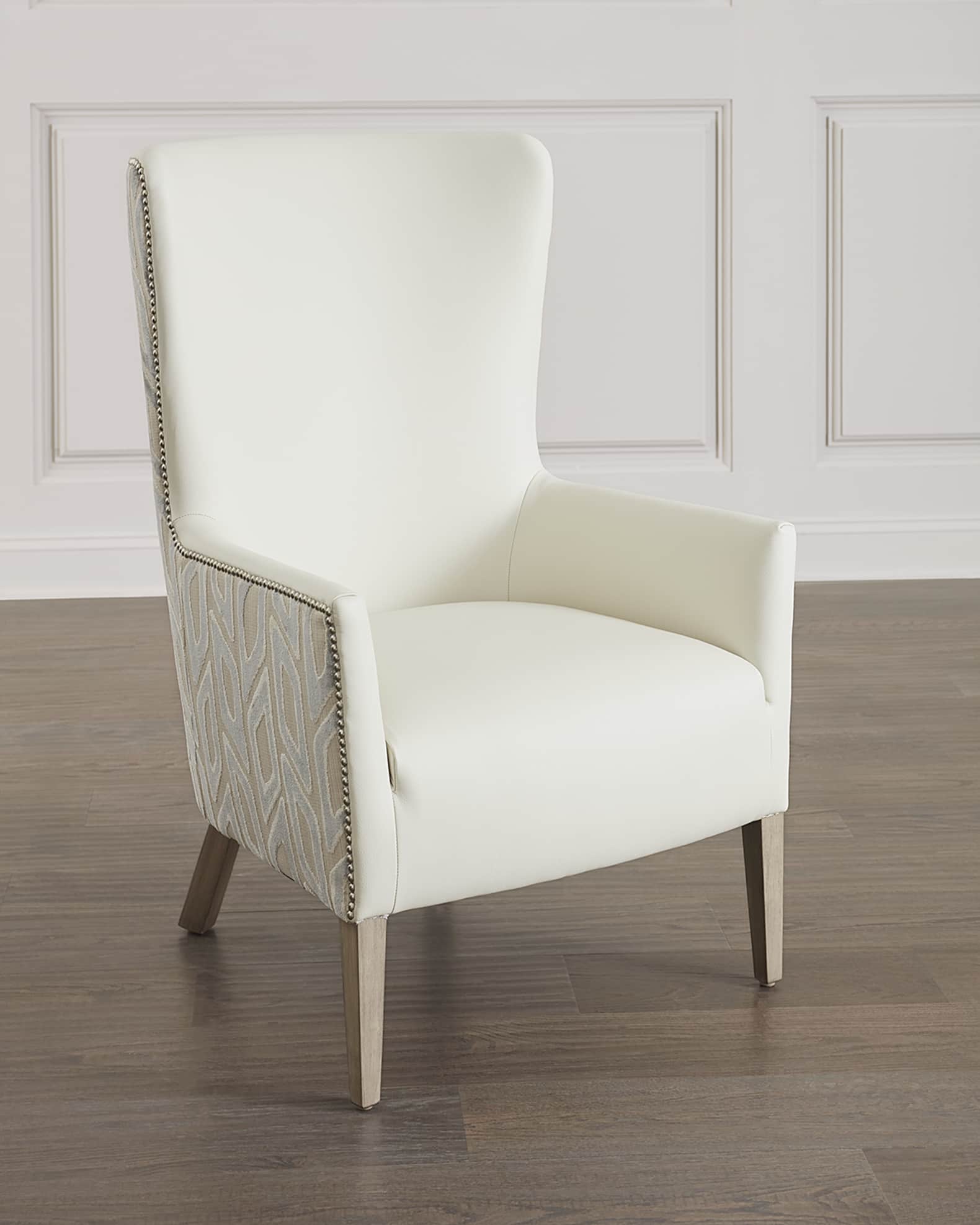 Cream leather on sale wingback chair