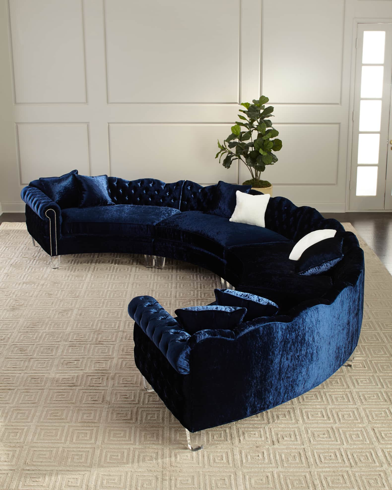 Haute House Divine Crushed Velvet Right Chaise Sectional 114