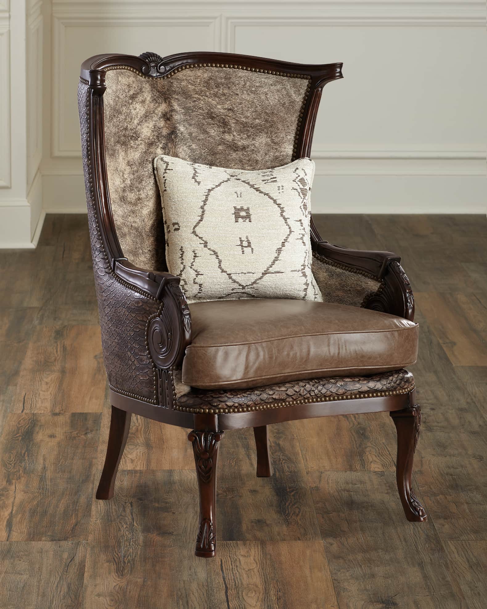 Leather wing chair hot sale