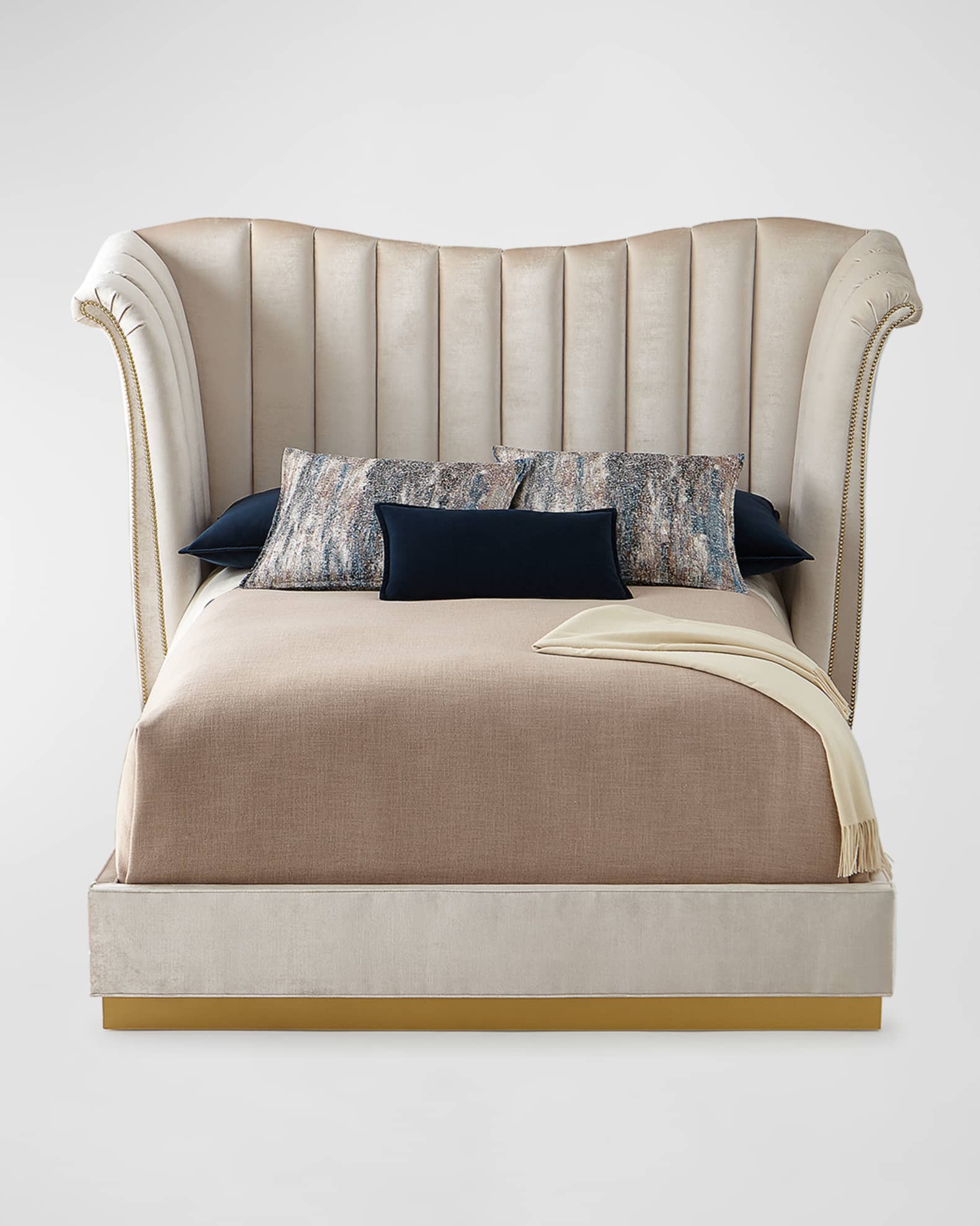 Haute House Moira Snow Channel-Tufted Queen Bed