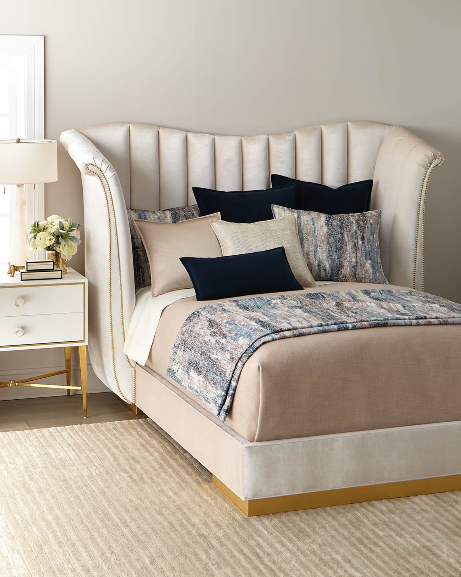 Haute House Moira Snow Channel Tufted King Bed