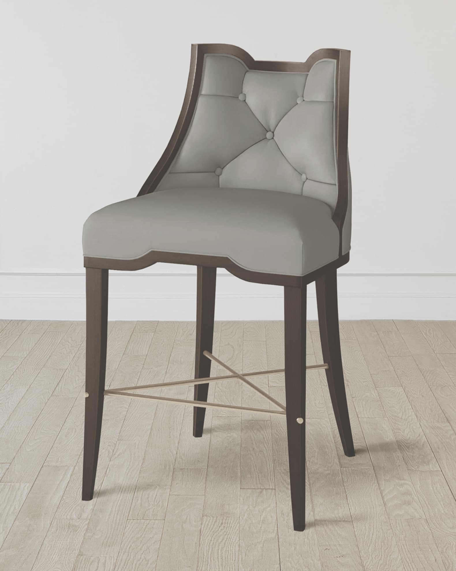 William D. Scott for Global Views Logan Leather Counter Stool, 26"