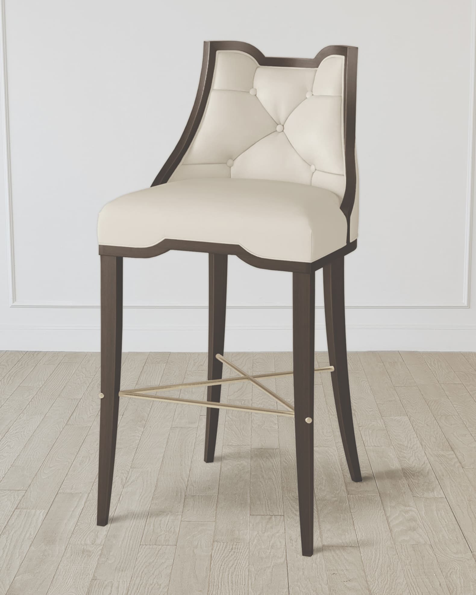 William D. Scott for Global Views Logan Walnut/Milk Leather Bar Stool