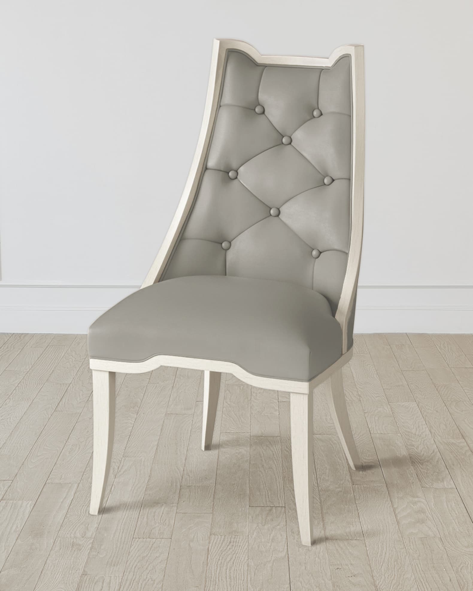 William D Scott Logan Antique White Chesterfield Gray Dining Chair