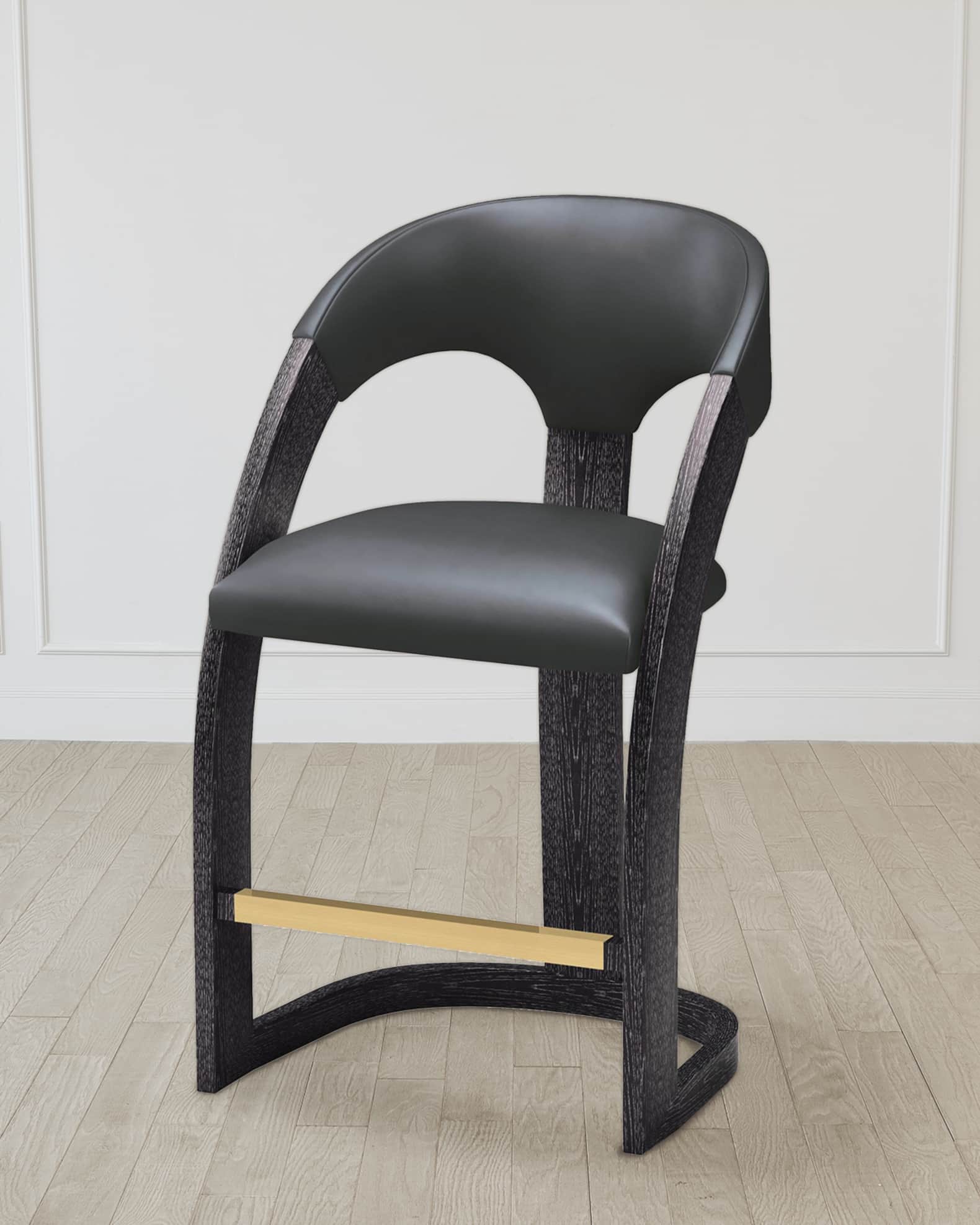 William D. Scott for Global Views Delia Ebony Cerused Counter Stool