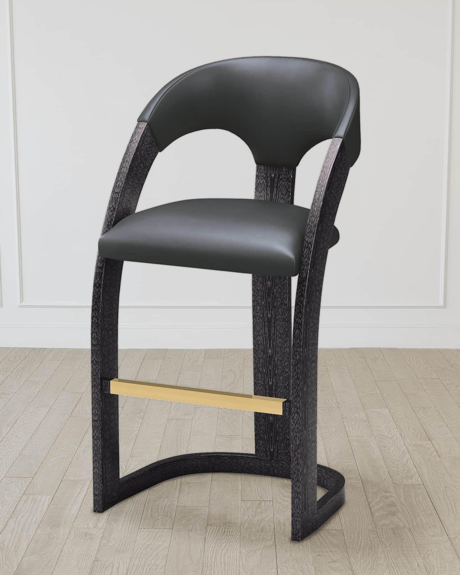 William D. Scott for Global Views Delia Ebony Cerused Bar Stool