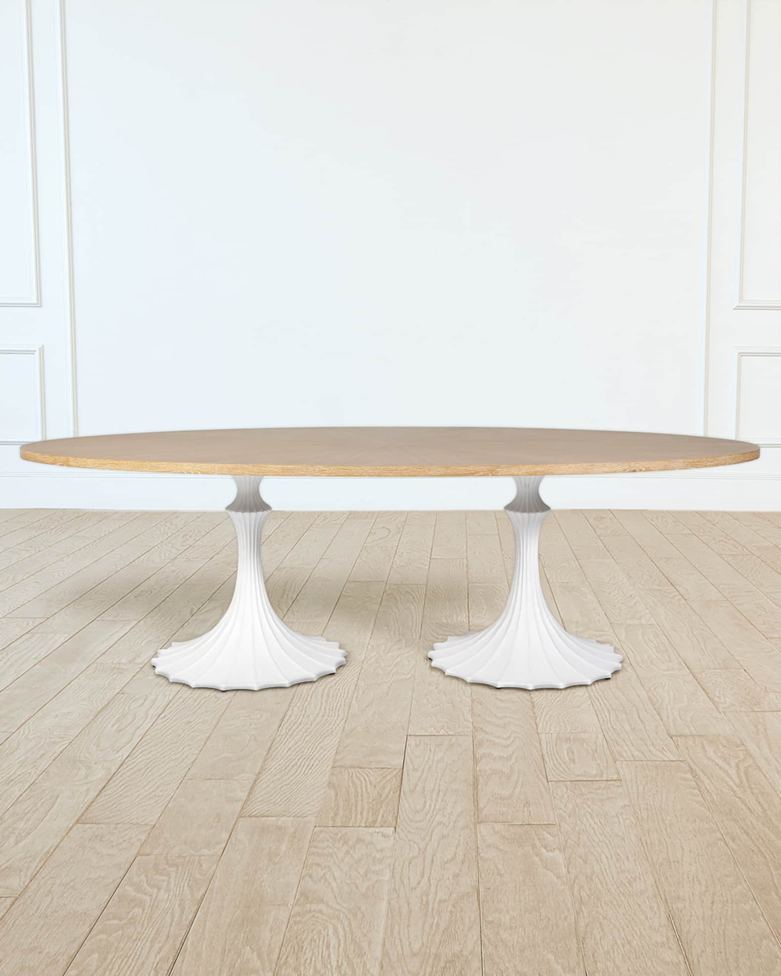 Oval cerused discount oak dining table