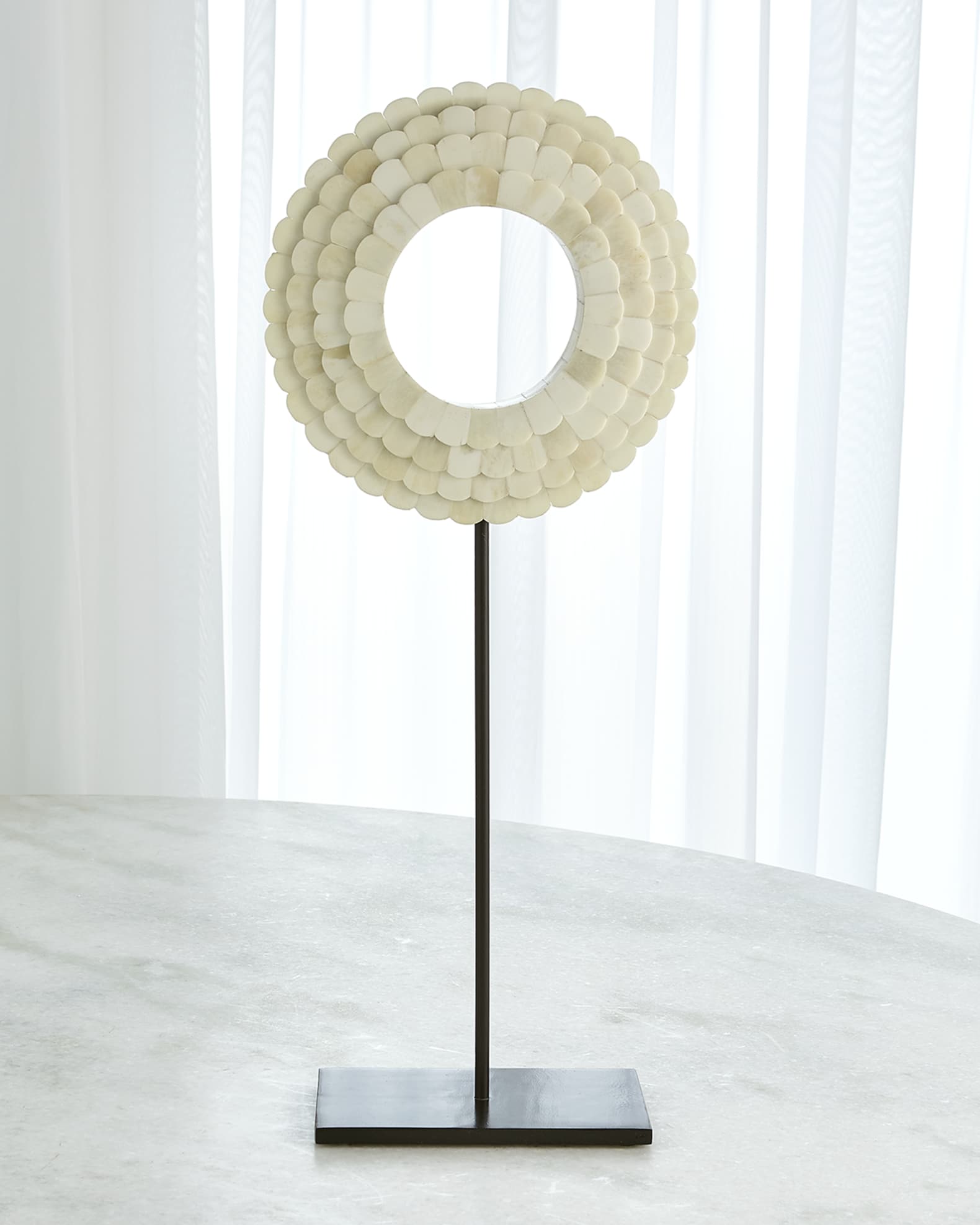 William D Scott for Global Views Large Four Layer Bone Scalloped Mounted Ring Sculpture