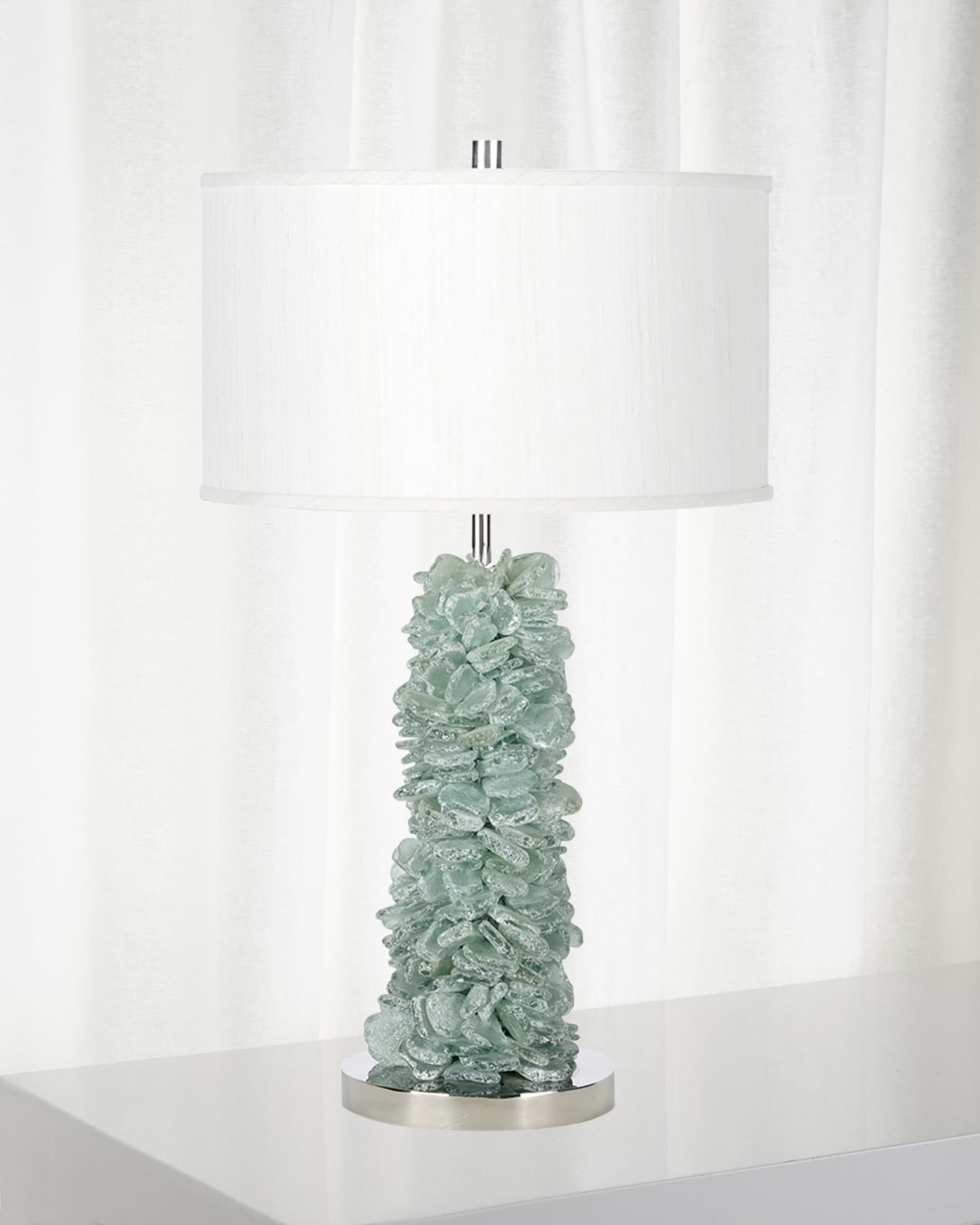 Green sea glass lamp hot sale