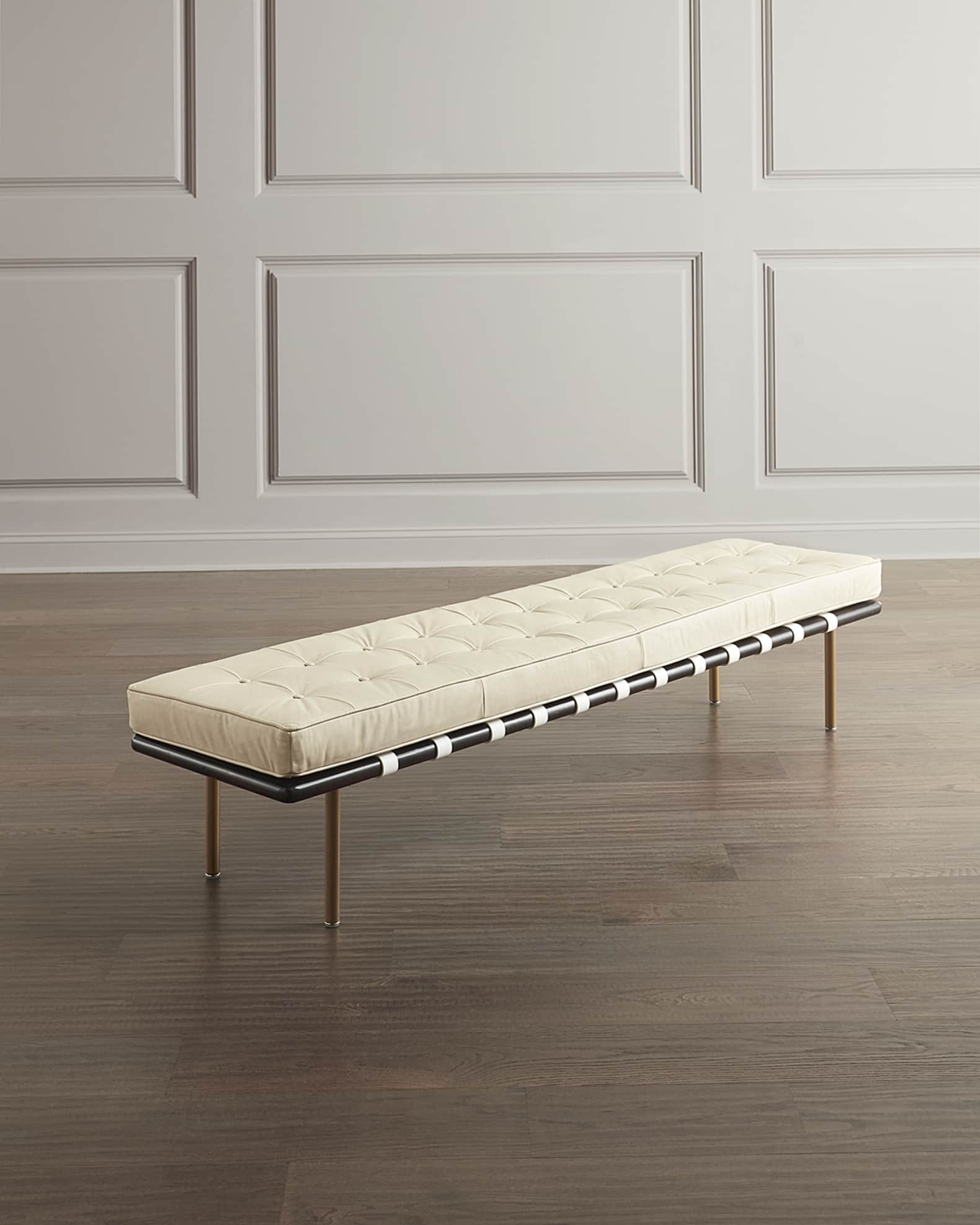 Tufted leather bench outlet