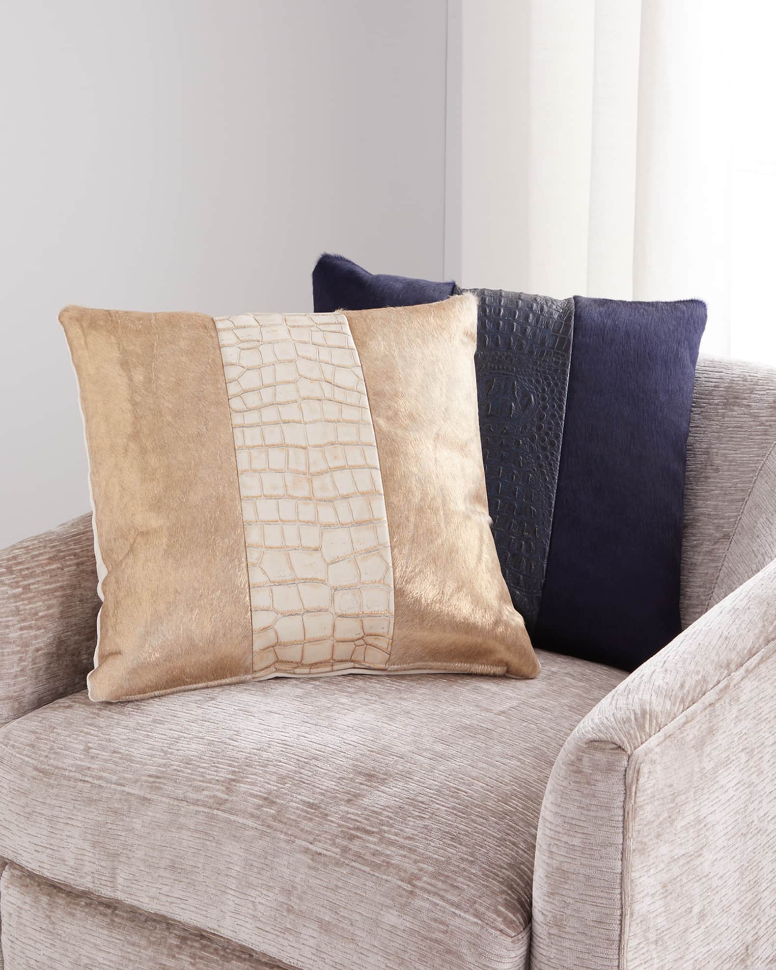 Massoud Colorblock Croc Pillow, 19"Sq.